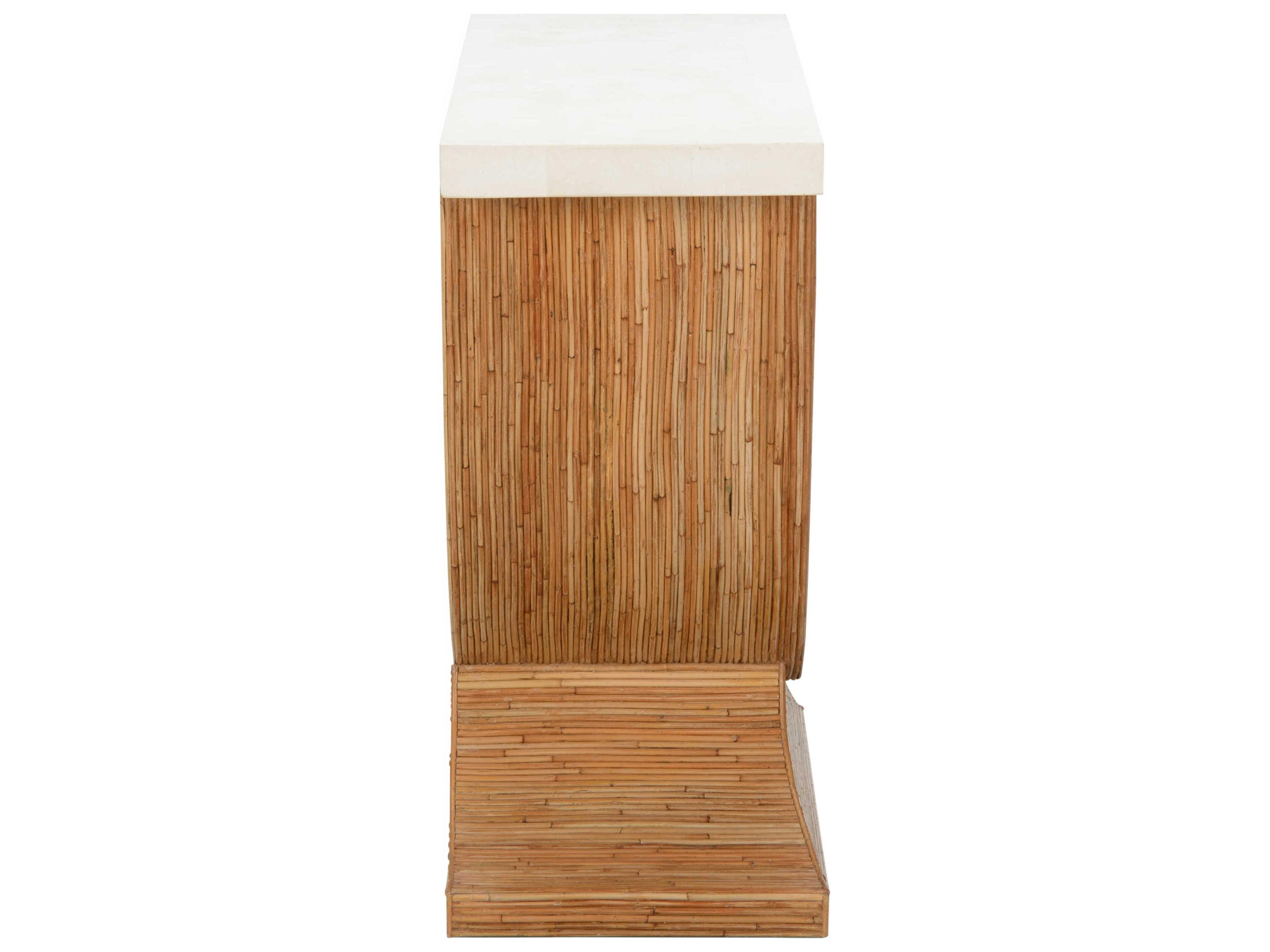 Wildwood Bay Rectangular Stone Brown Natural White Console Table