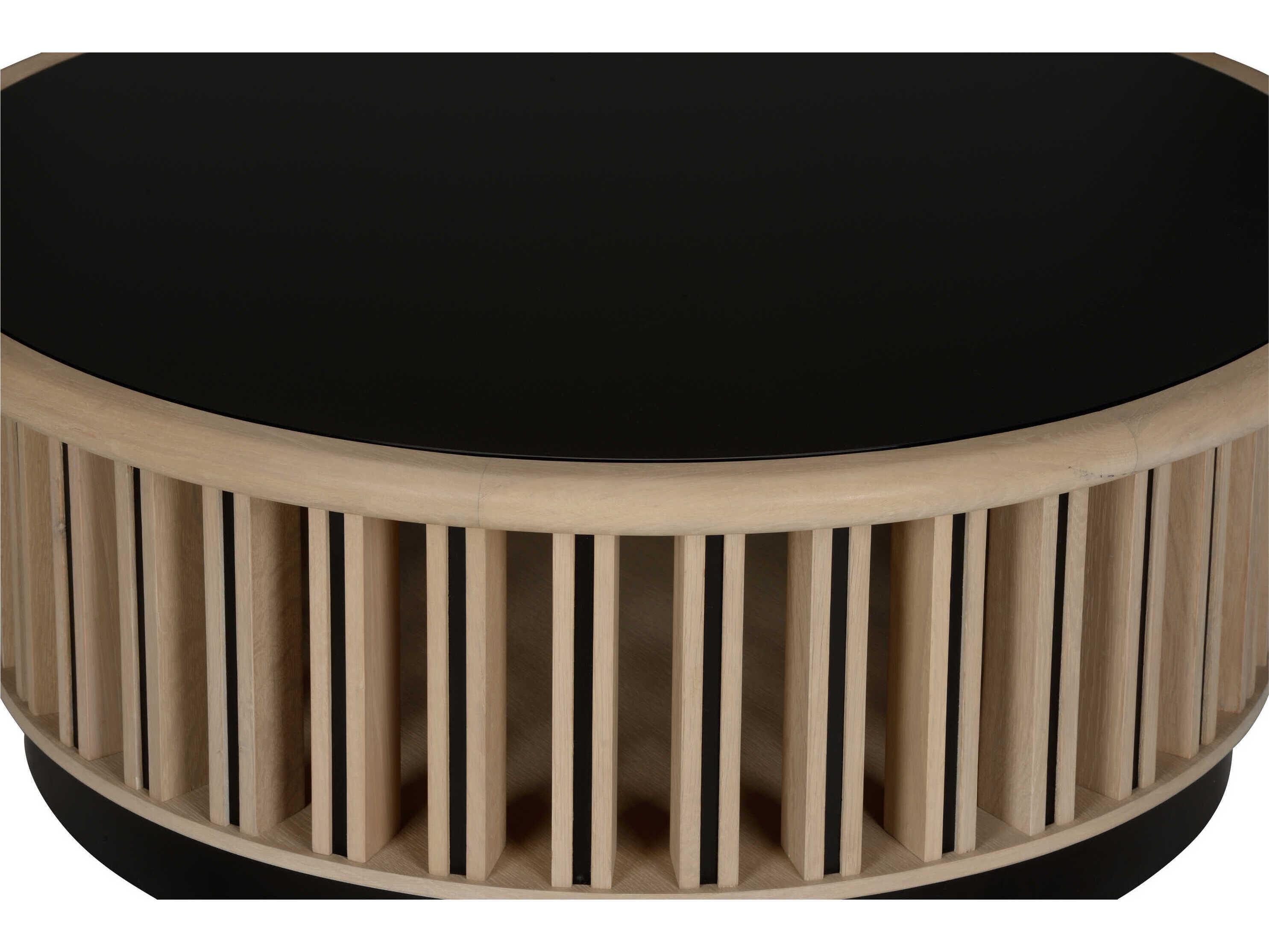 Wildwood Perret Round Glass White Oak Coffee Bronze Black Table
