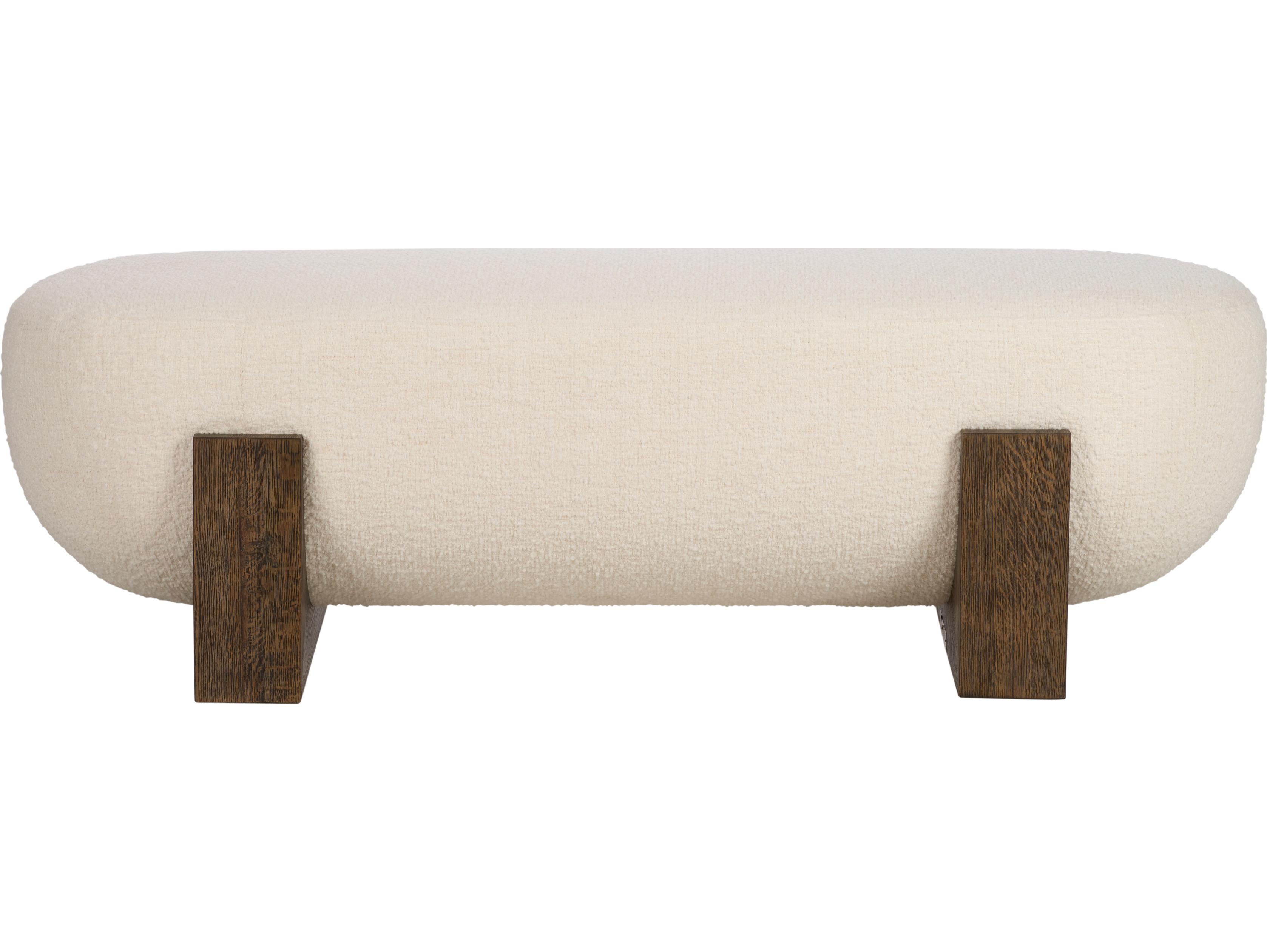 Wildwood Cream Boucle Rift Cut Oak Upholstered Ottoman