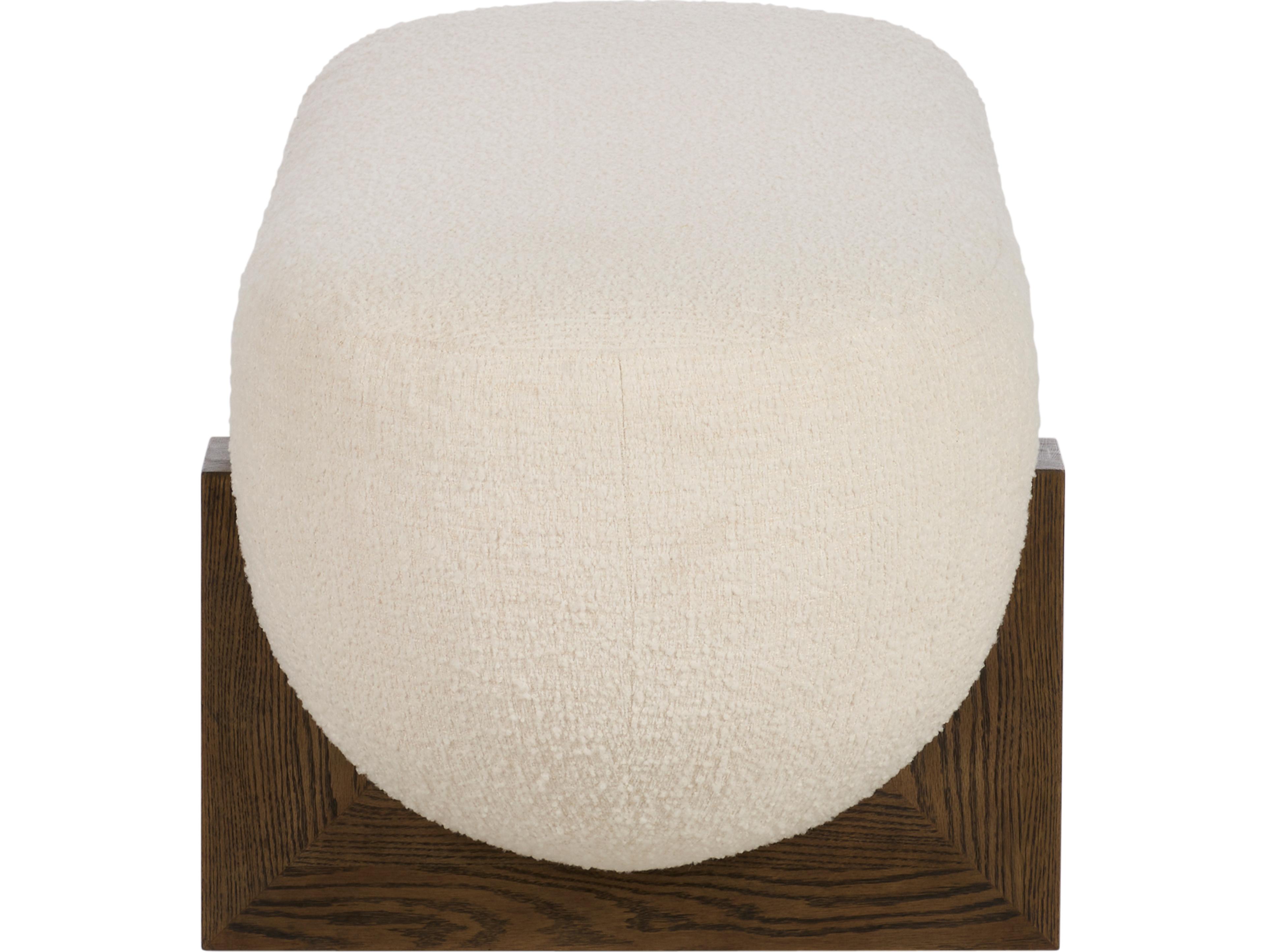 Wildwood Cream Boucle Rift Cut Oak Upholstered Ottoman