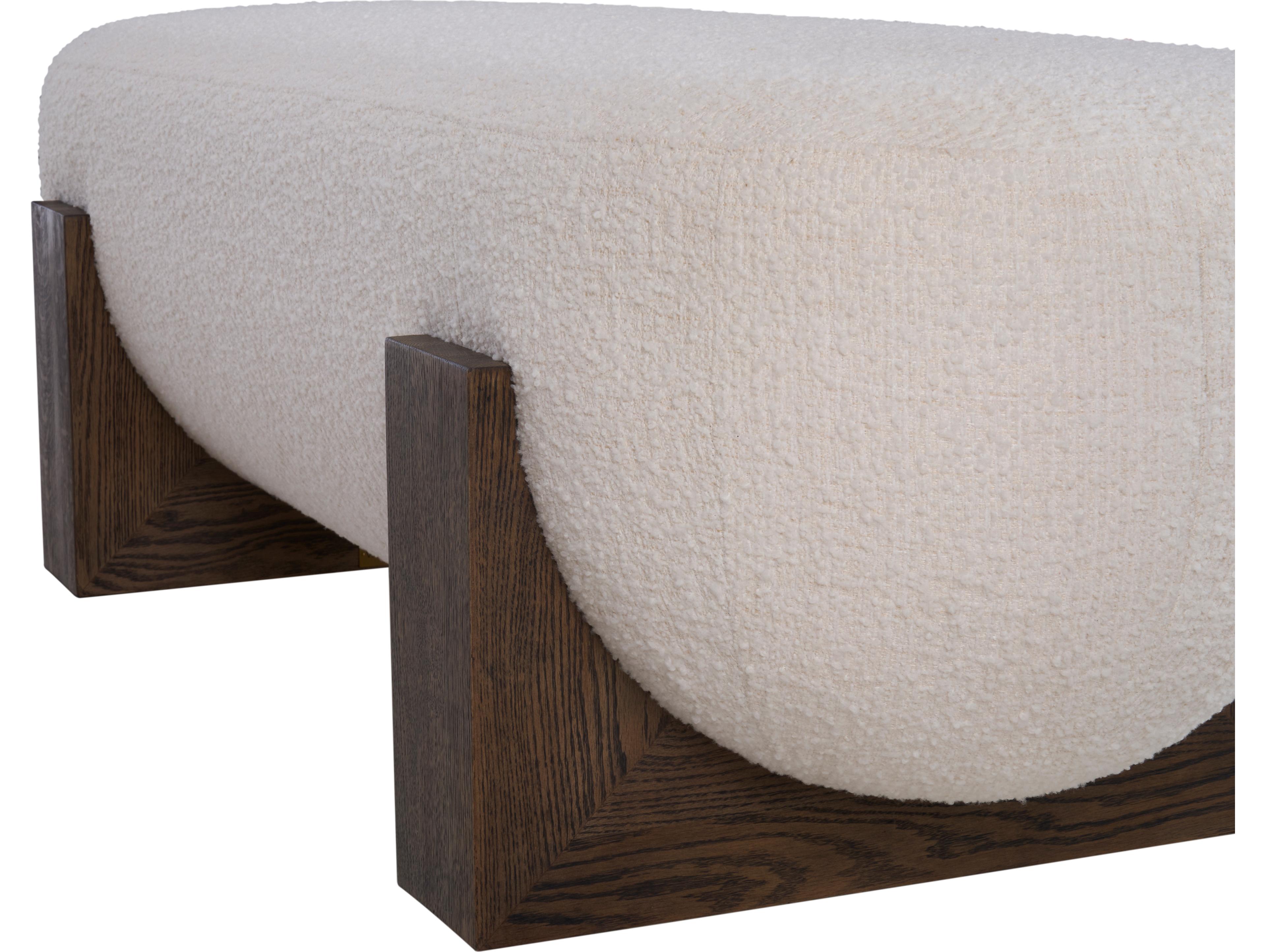 Wildwood Cream Boucle Rift Cut Oak Upholstered Ottoman