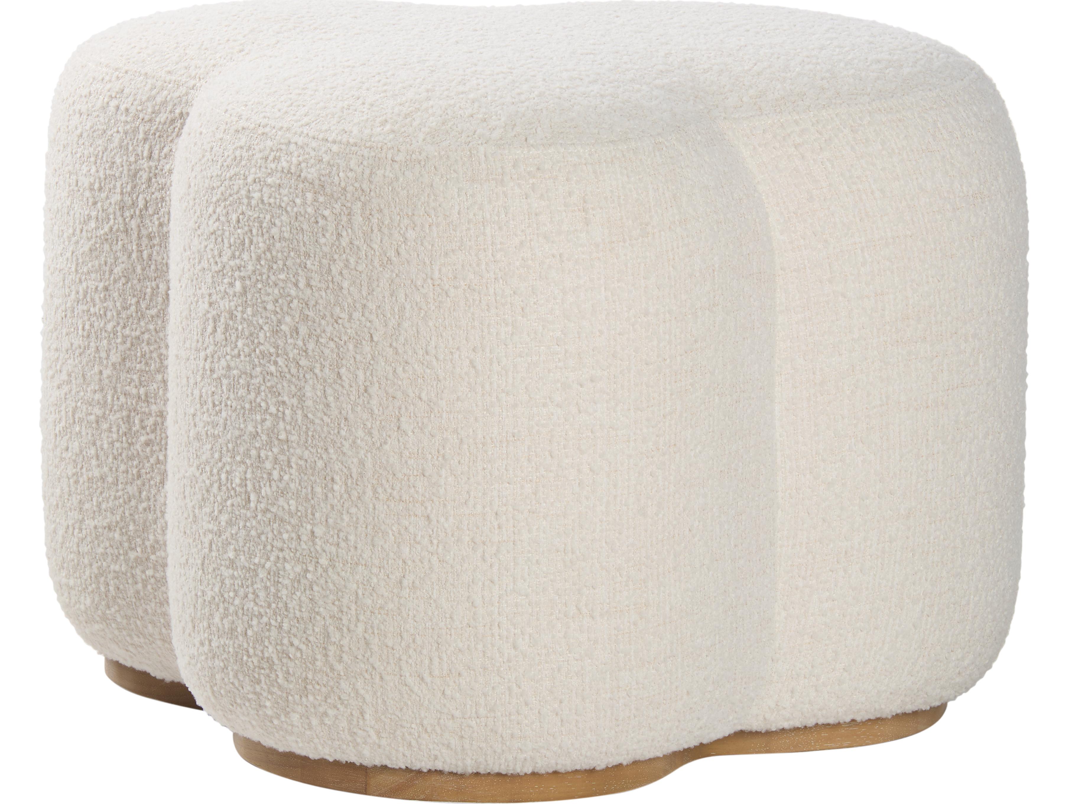 Wildwood Cream Boucle White Upholstered Ottoman