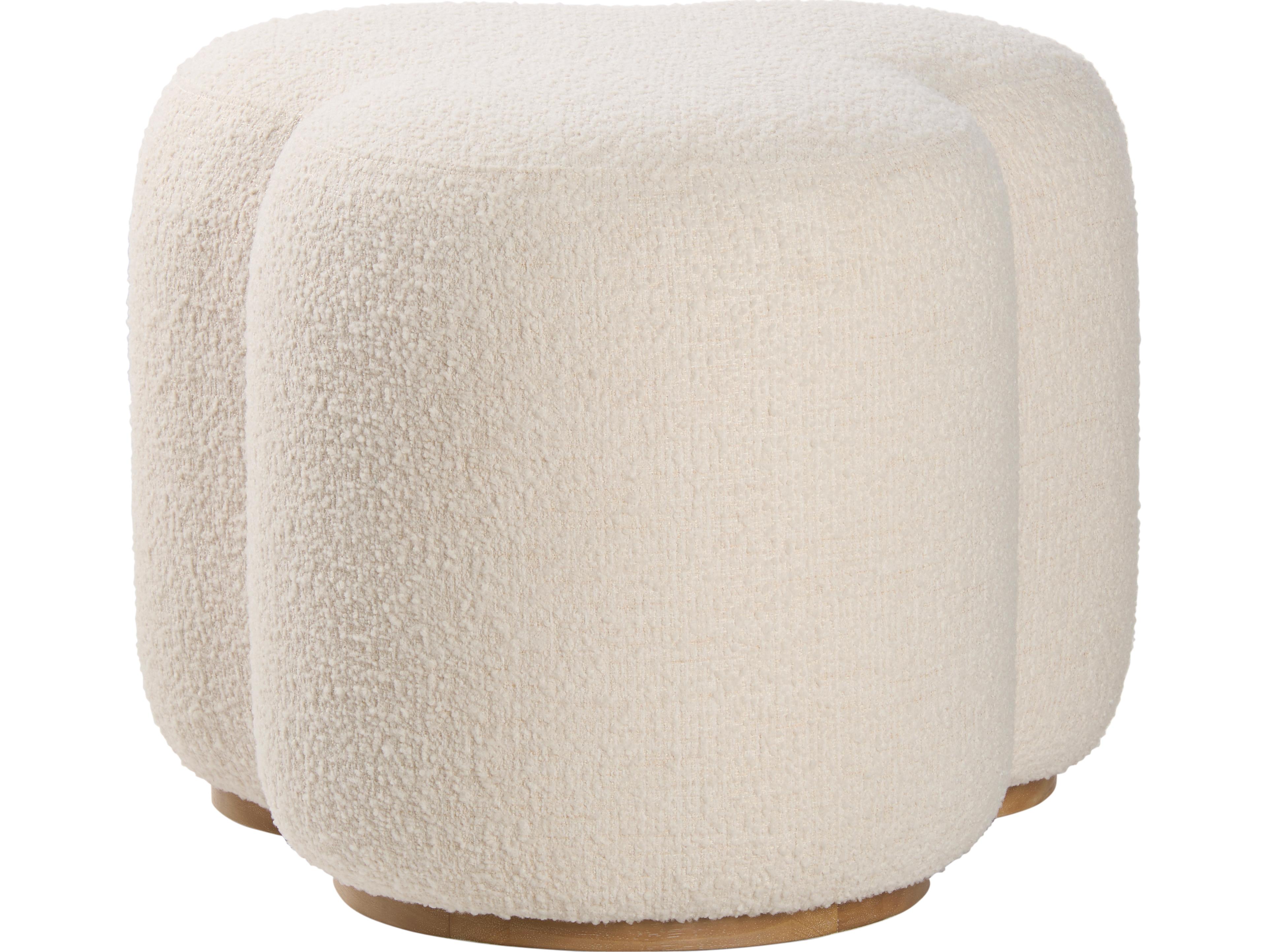 Wildwood Cream Boucle White Upholstered Ottoman