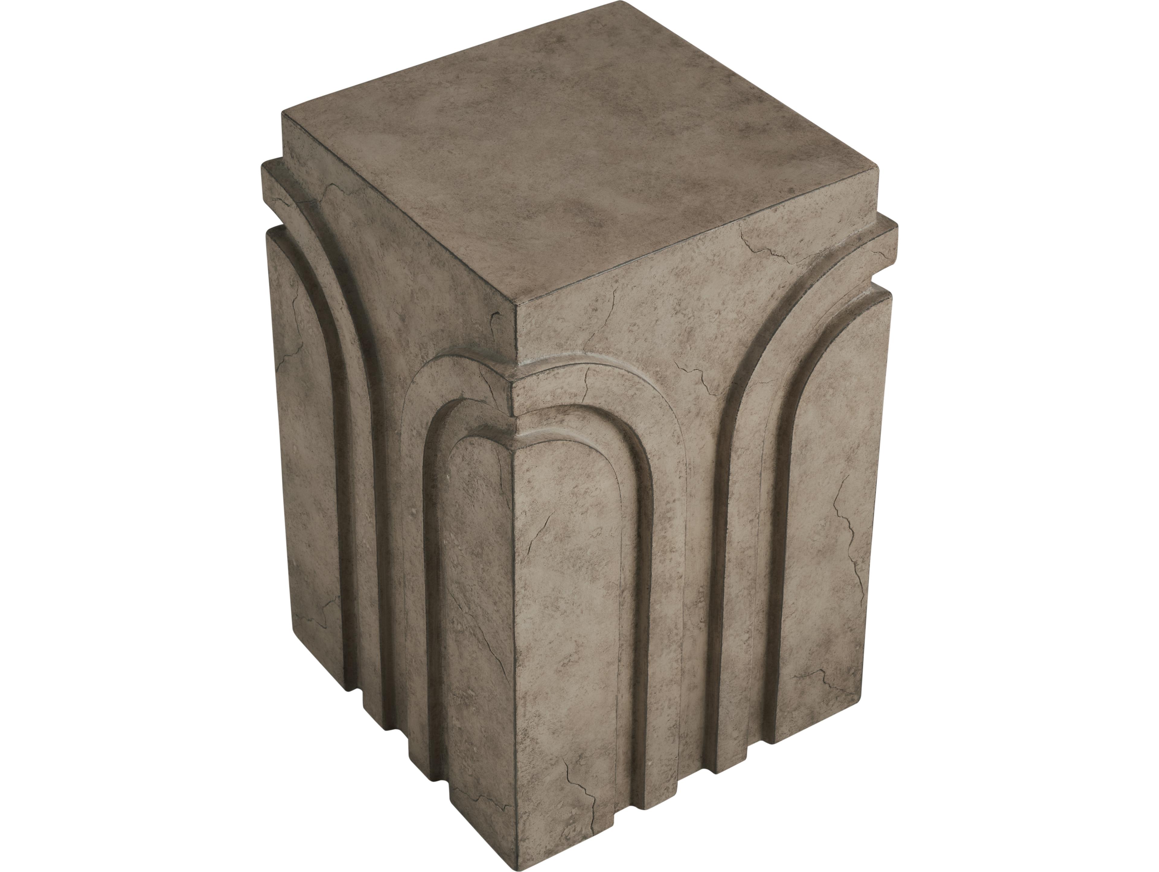 Wildwood Square Concrete Aged White End Table