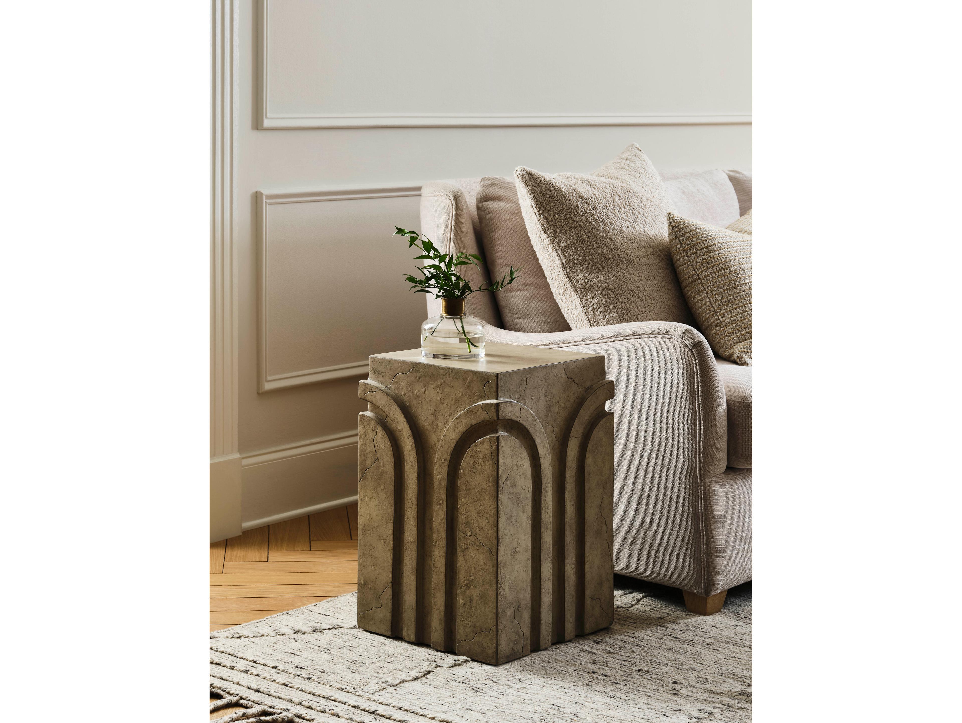 Wildwood Square Concrete Aged White End Table