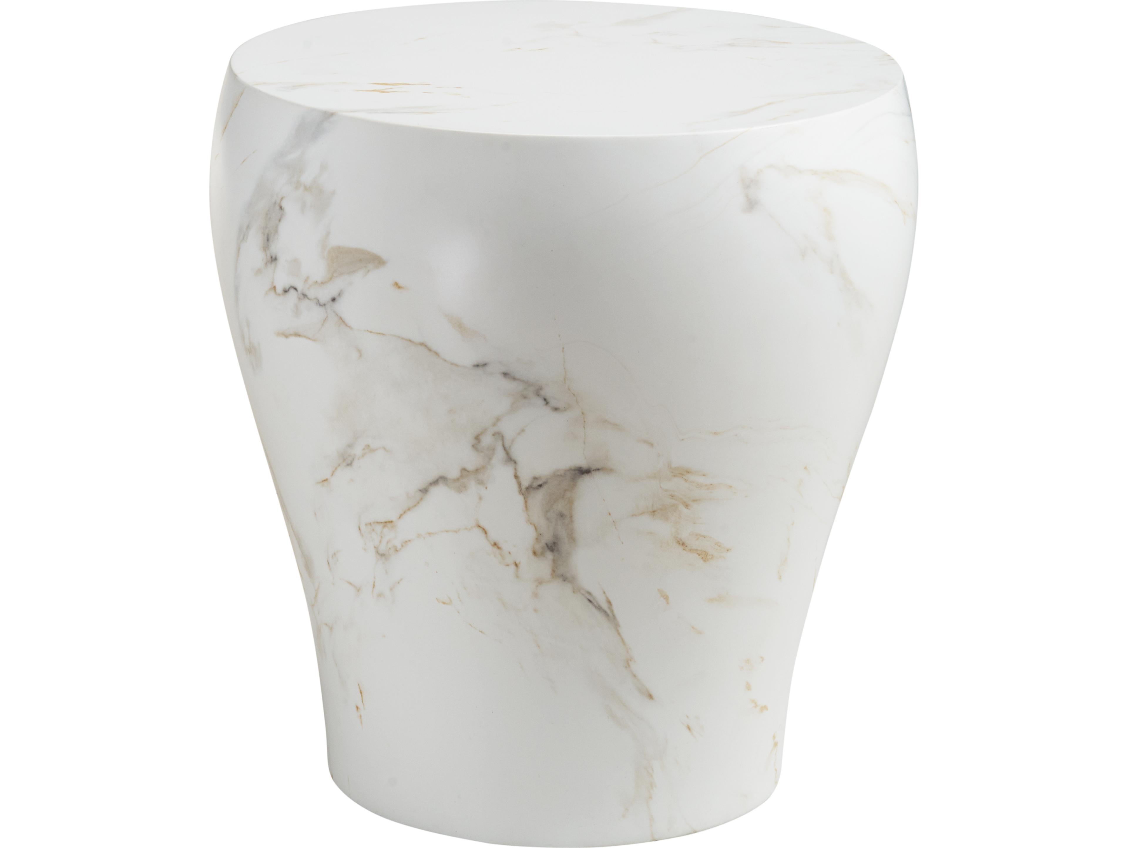Wildwood Round Marble Natural White End Table