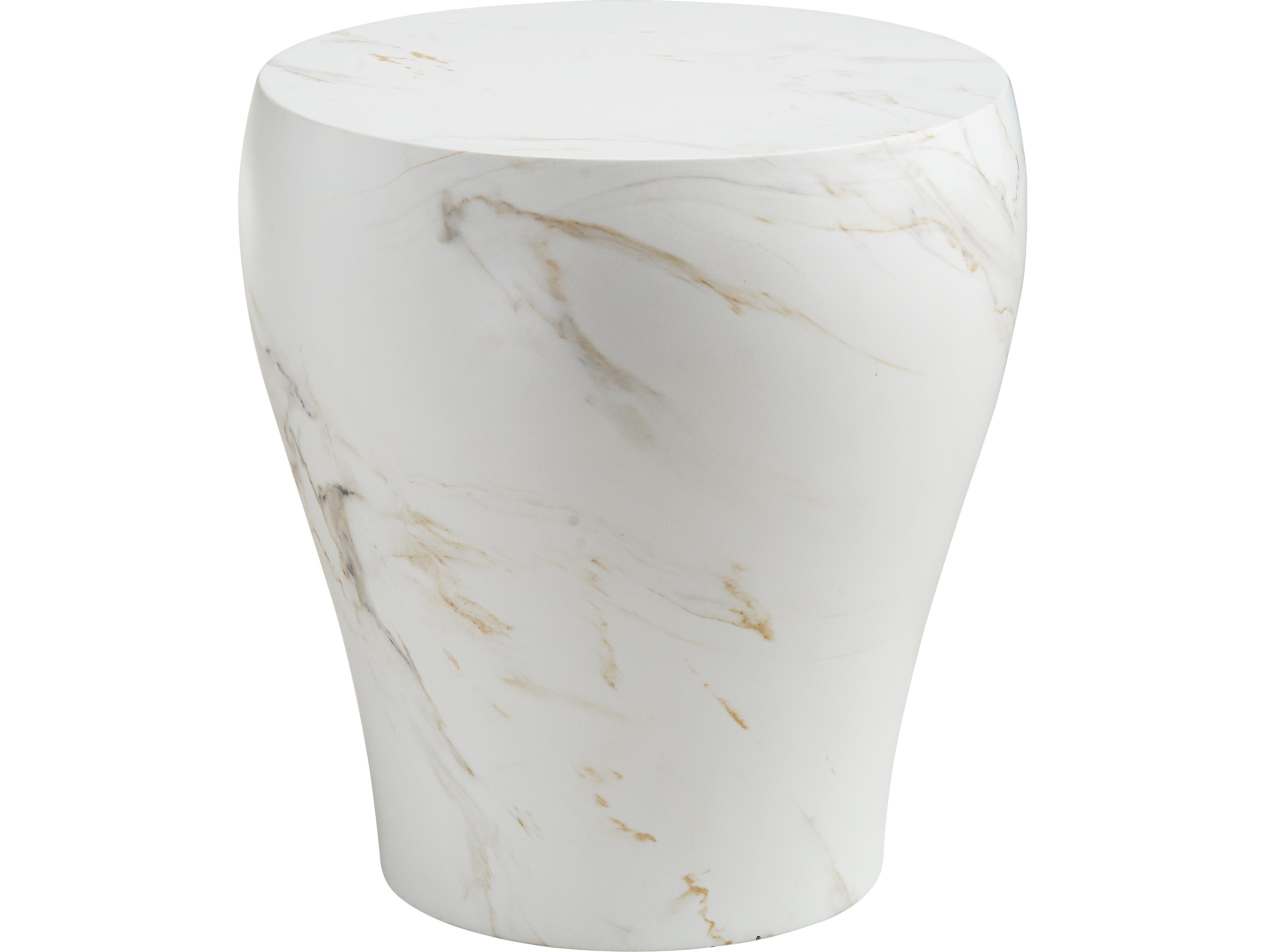 Wildwood Round Marble Natural White End Table
