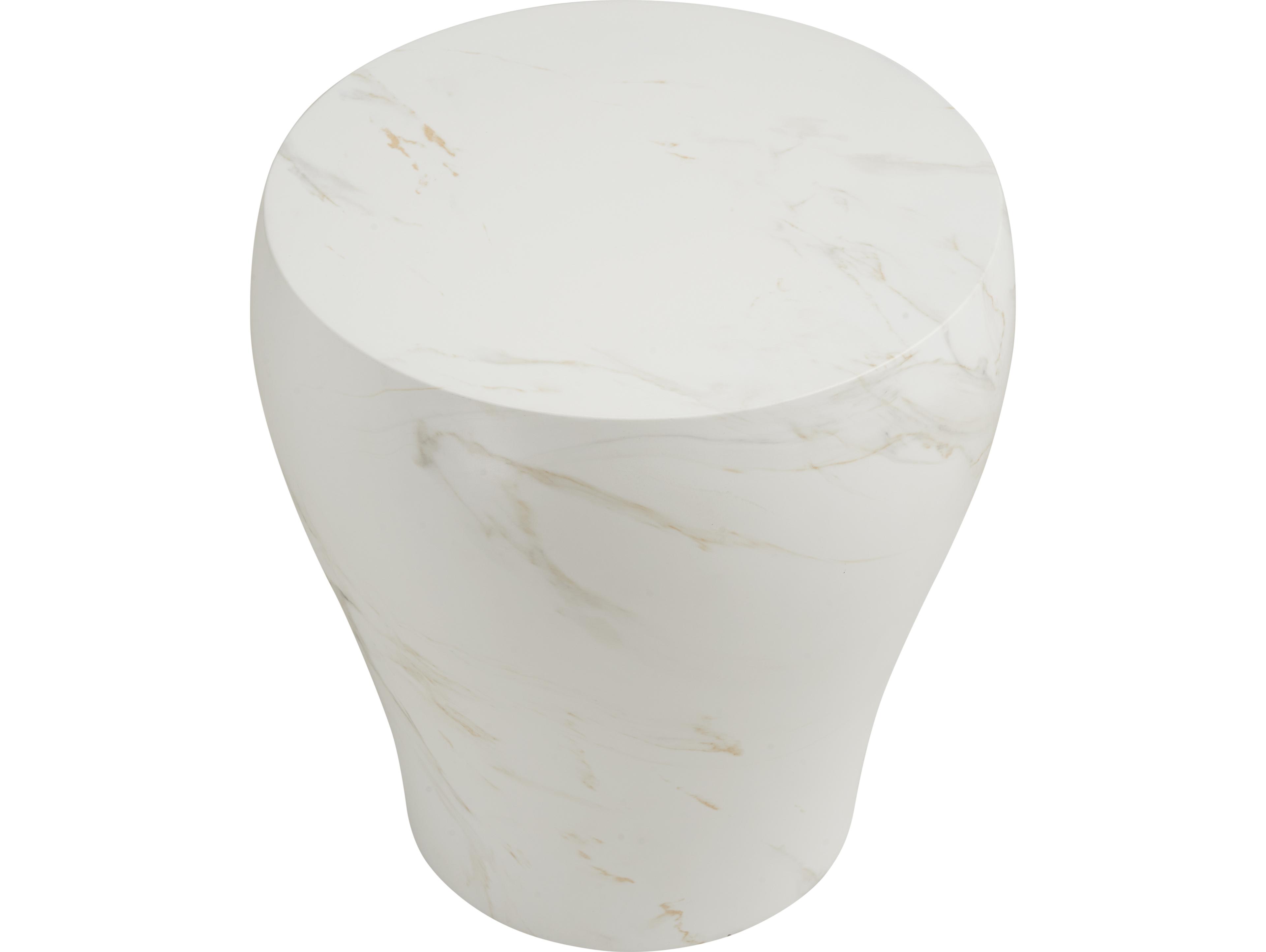 Wildwood Round Marble Natural White End Table