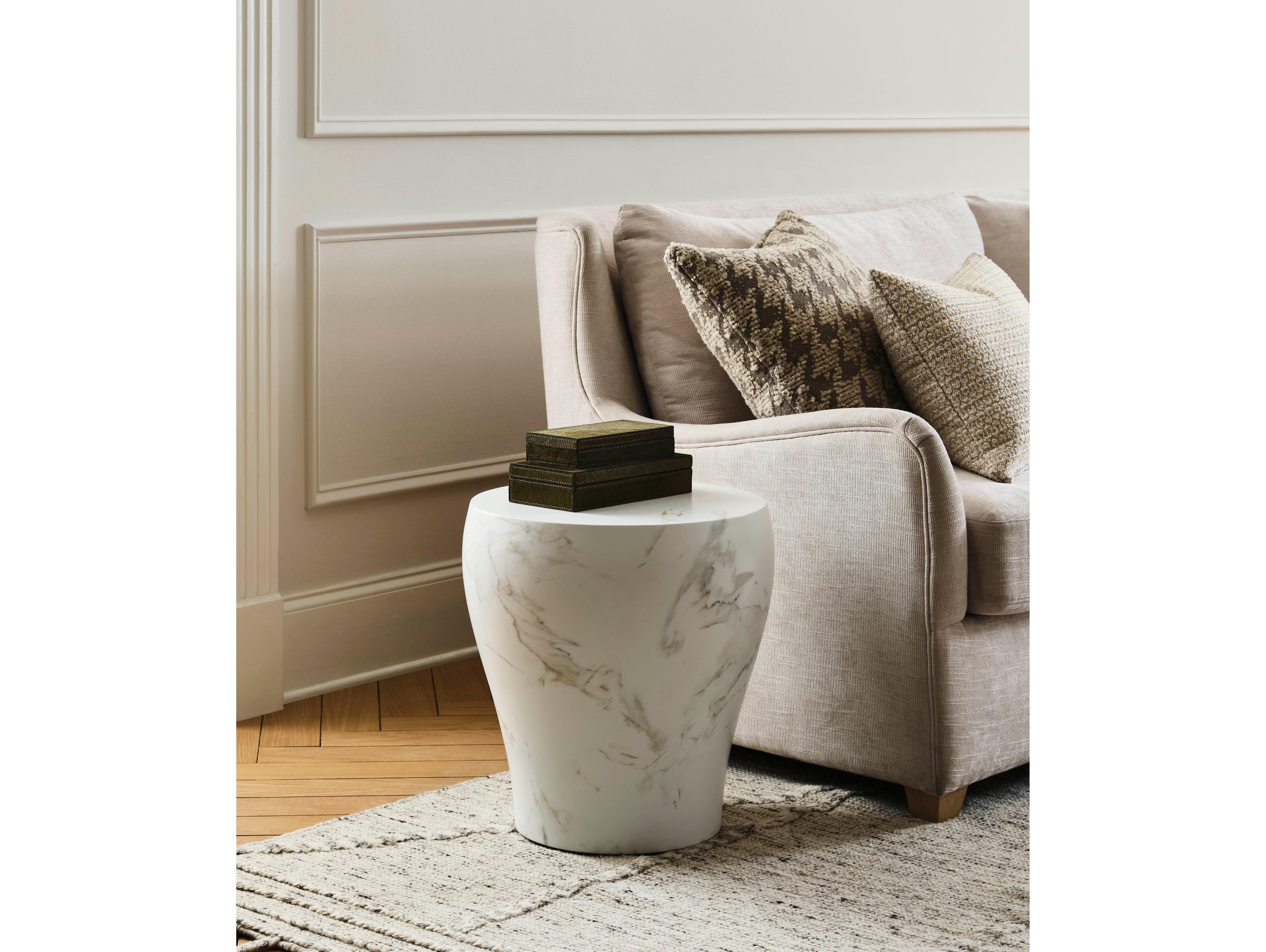 Wildwood Round Marble Natural White End Table