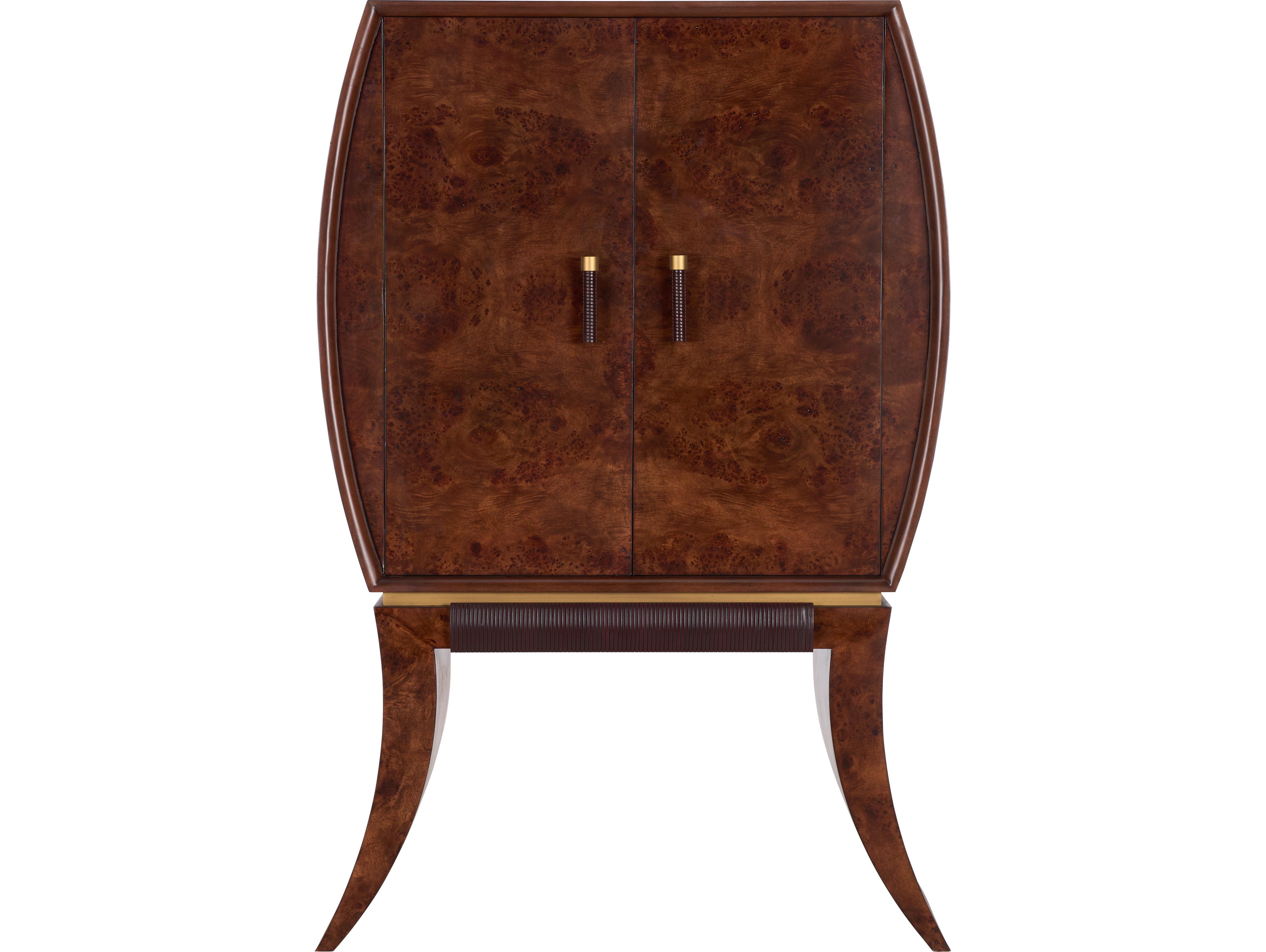 Wildwood Wood Brown Burl Clear Plain Bar Cart