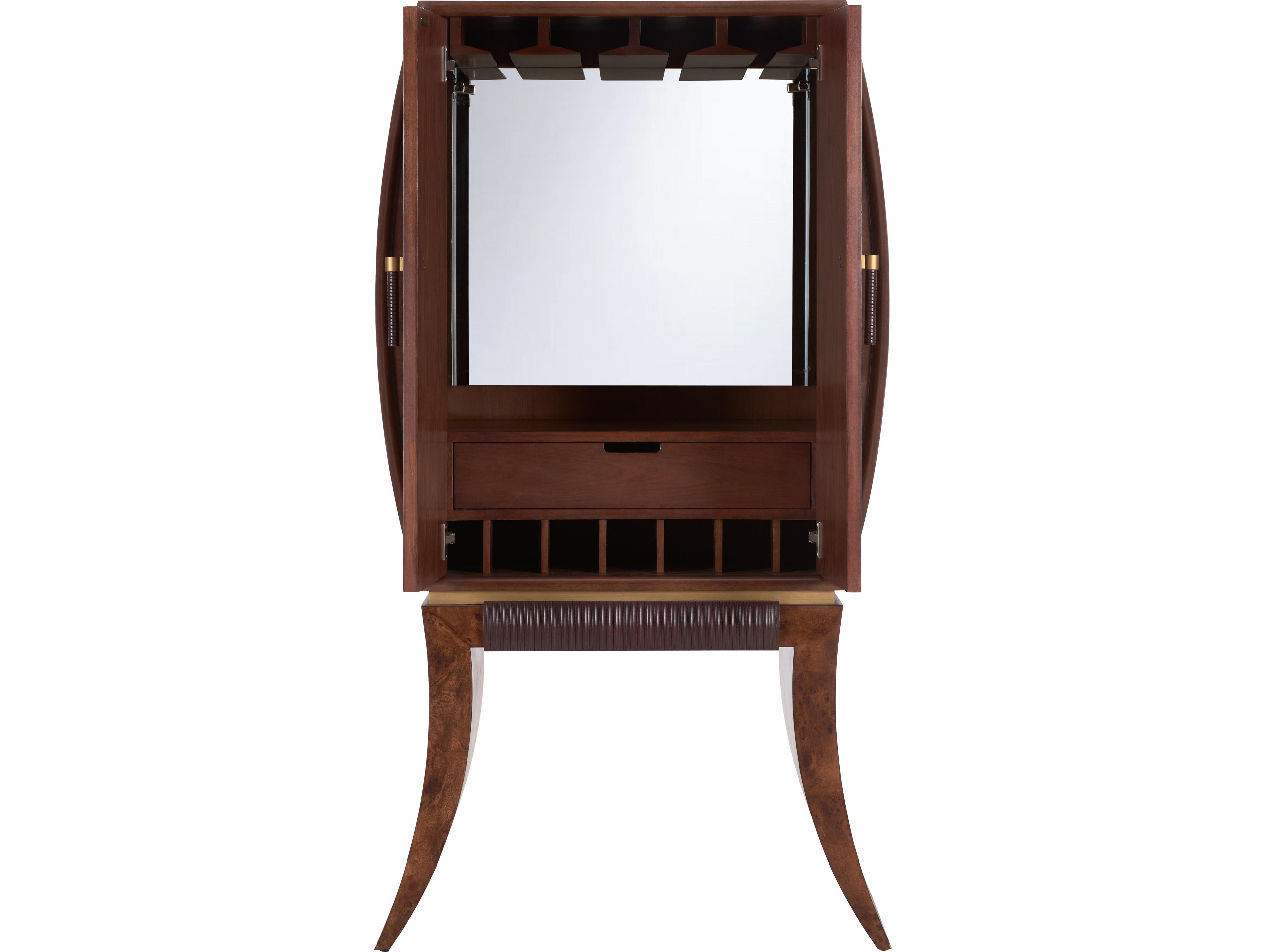 Wildwood Wood Brown Burl Clear Plain Bar Cart