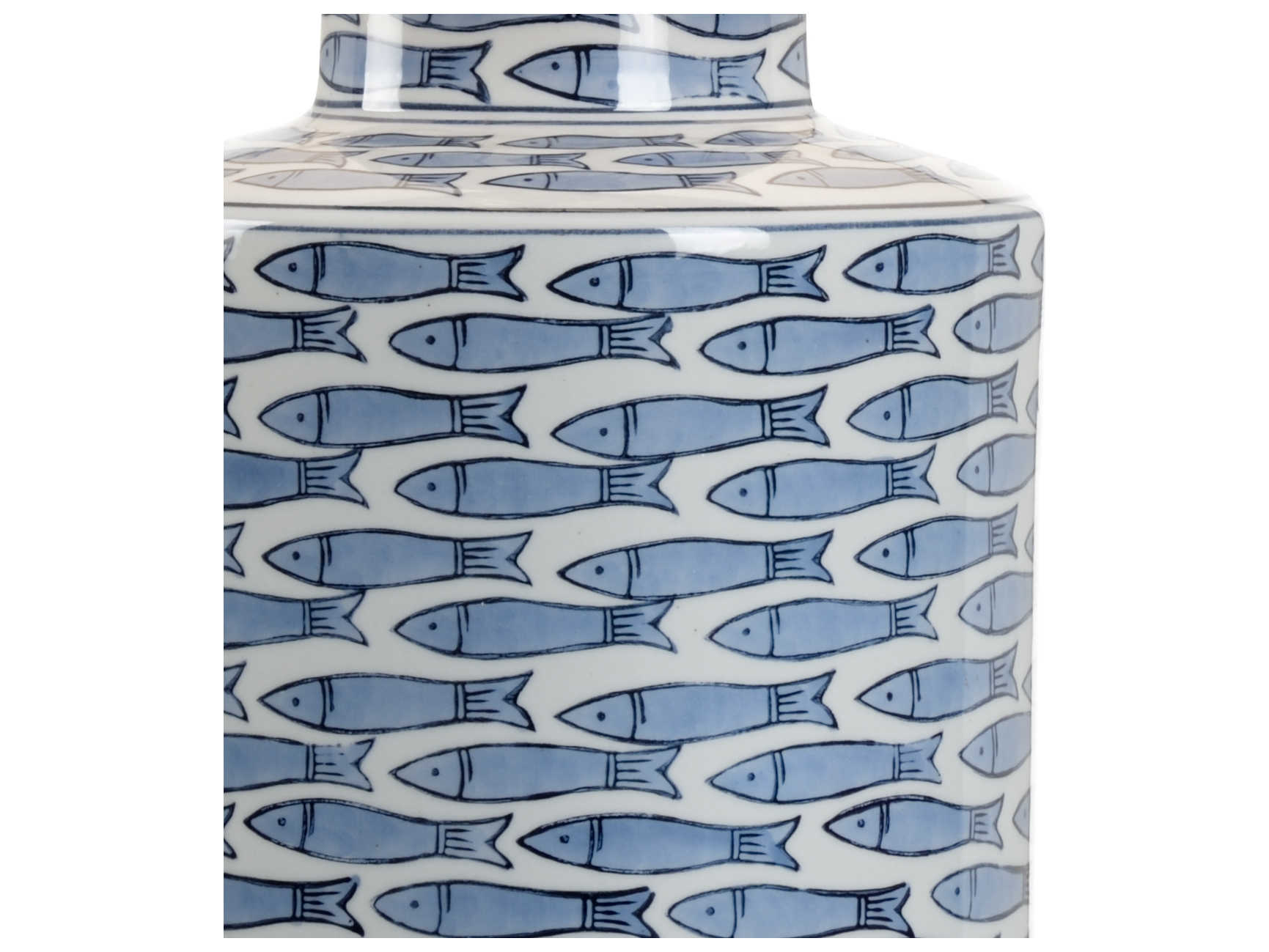 Wildwood Fish Tail Blue White Off Linen Buffet Lamp