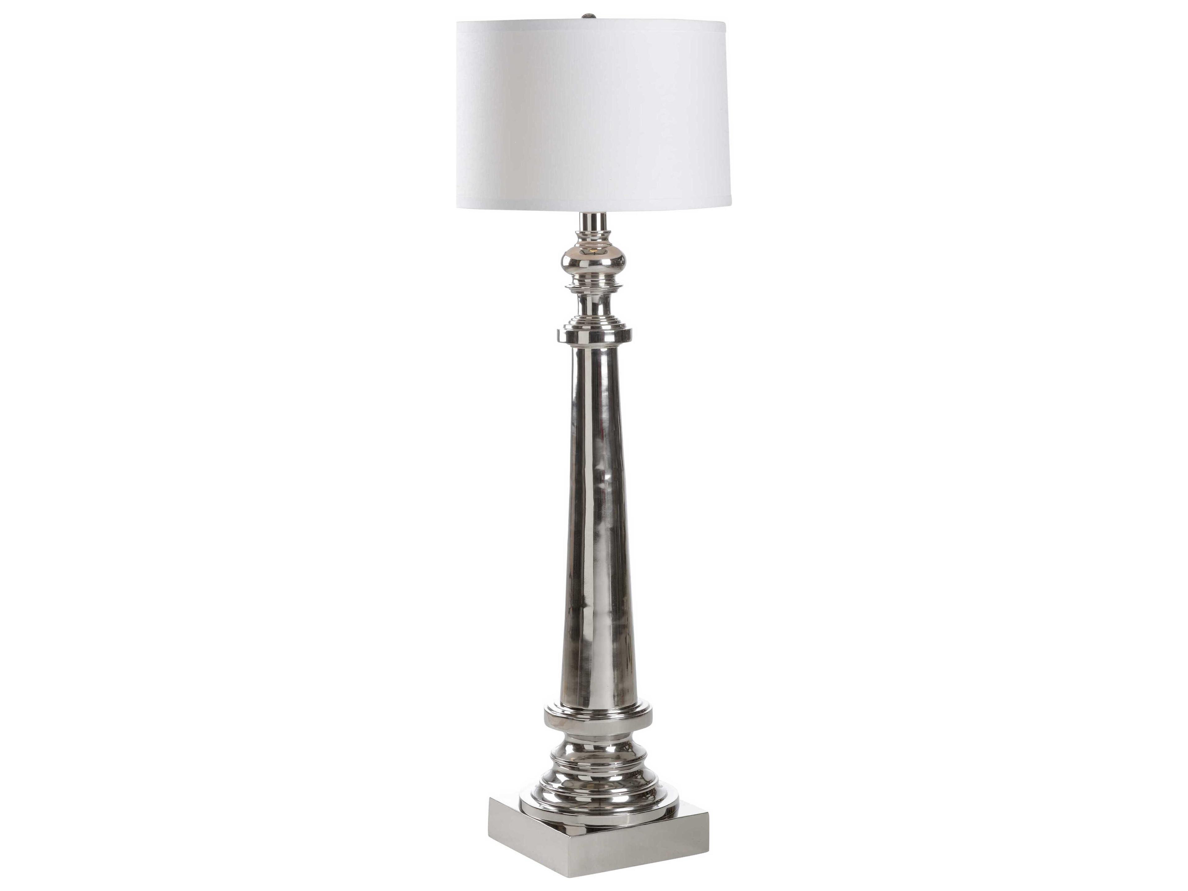 Wildwood The Tuscan Order Polished Nickel Off White Linen Floor Lamp