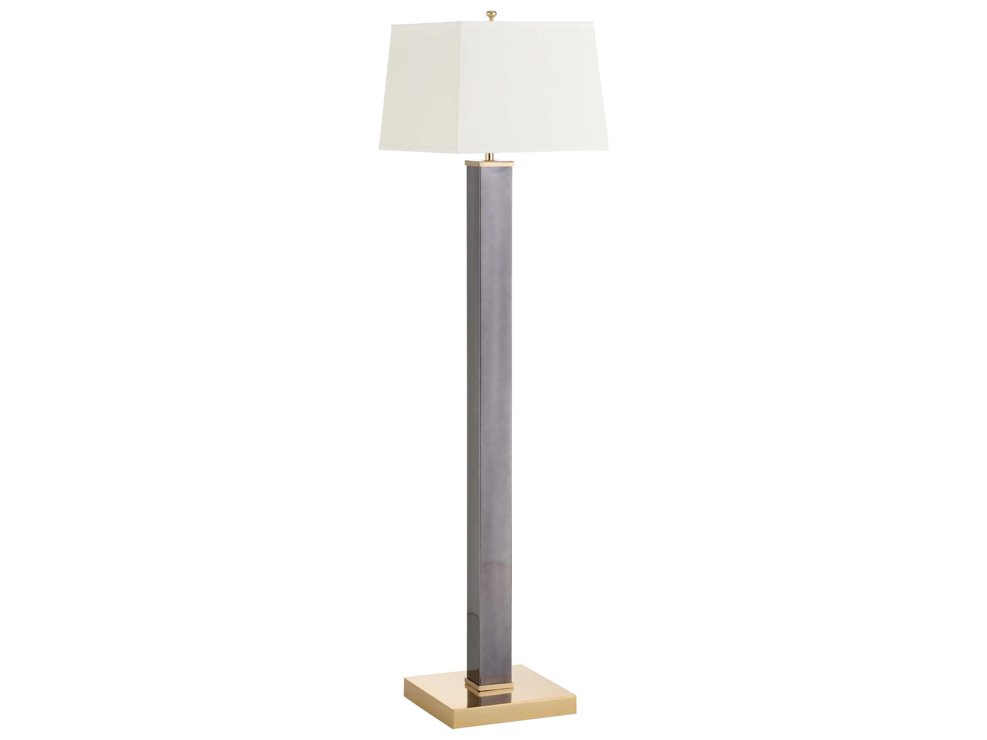 Wildwood Square Shooter Black Nickel Off White Silkette Floor Lamp