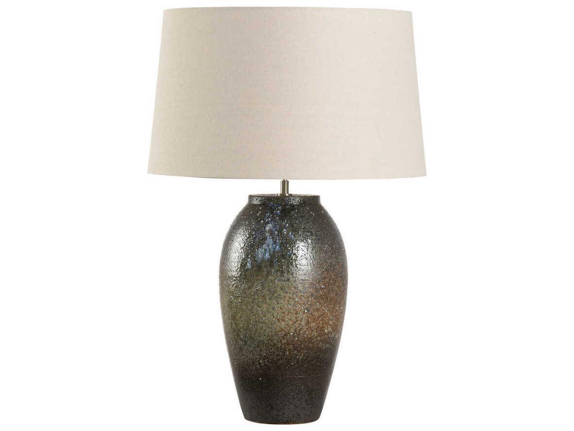 Wildwood Shiga Megumi Brown Green Tan Linen Buffet Lamp