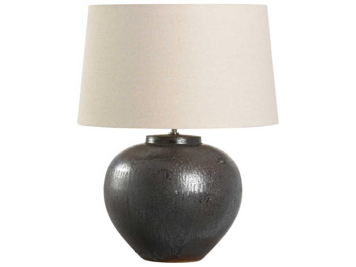 Wildwood Shiga Kuro Black Tan Linen Table Lamp