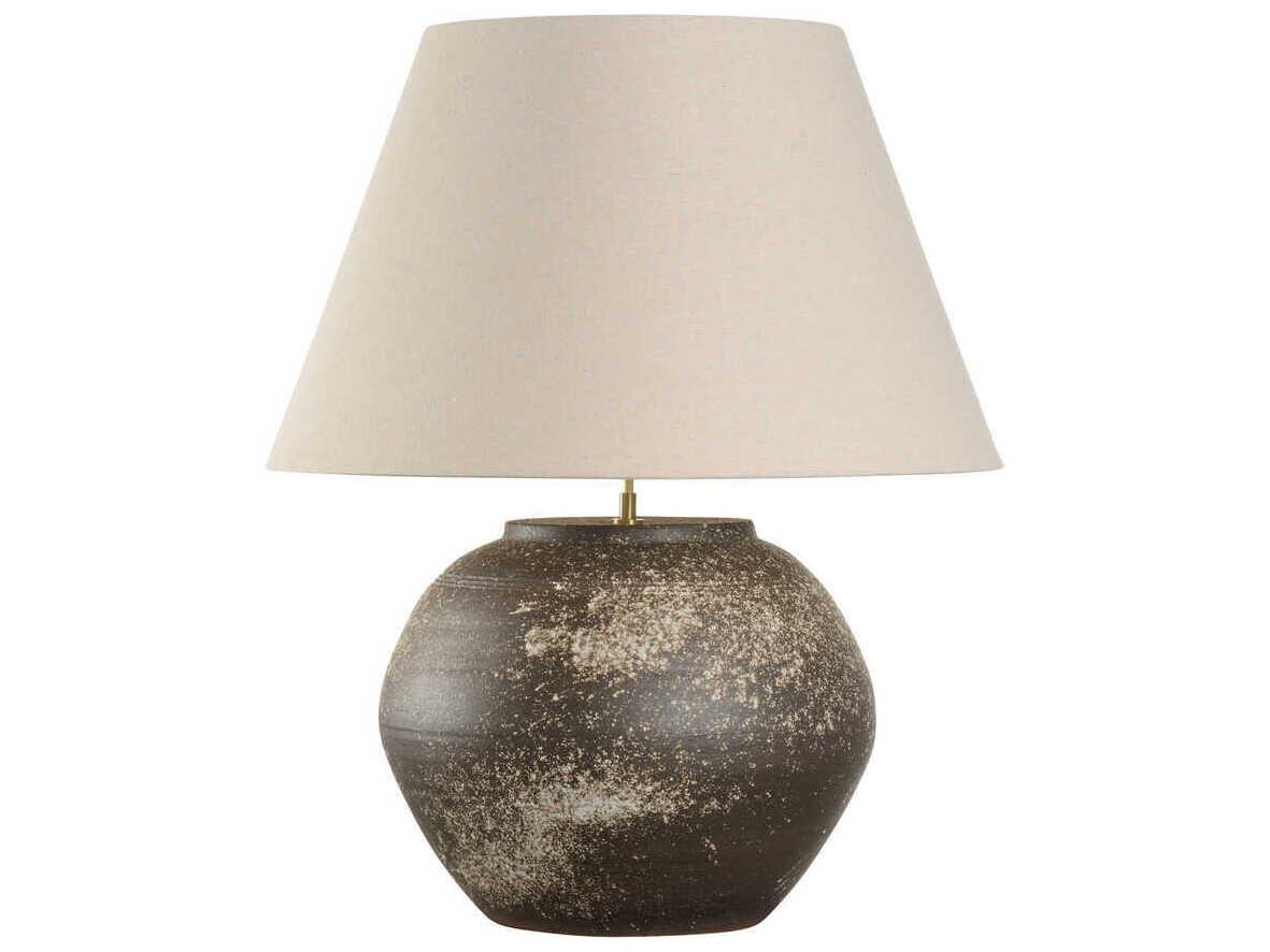 Wildwood Shiga Mako Sanded Brown Tan Linen Buffet Lamp