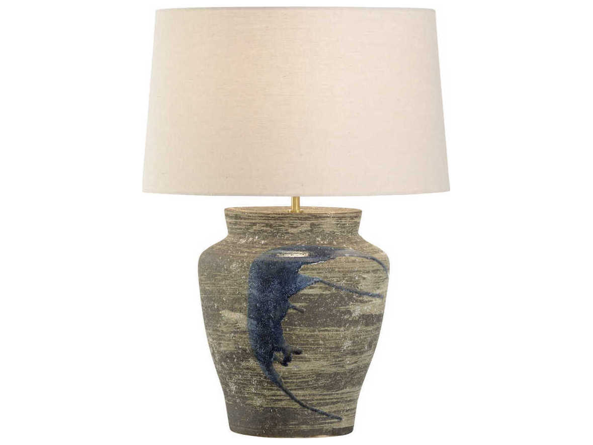 Wildwood Shiga Riku Sanded Gray Blue Tan Linen Buffet Lamp