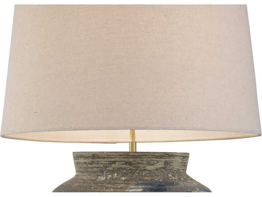 Wildwood Shiga Riku Sanded Gray Blue Tan Linen Buffet Lamp