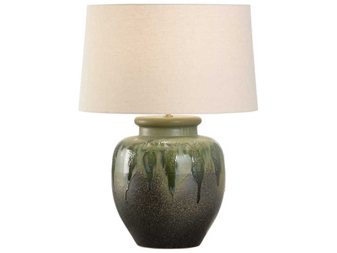 Wildwood Shiga Yamato Brown Green Tan Linen Buffet Lamp