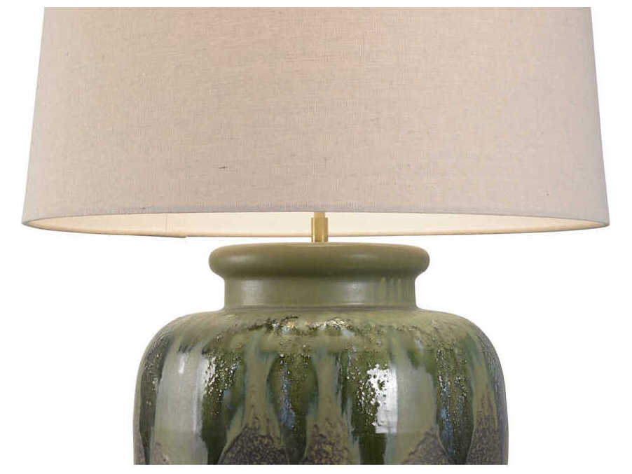 Wildwood Shiga Yamato Brown Green Tan Linen Buffet Lamp
