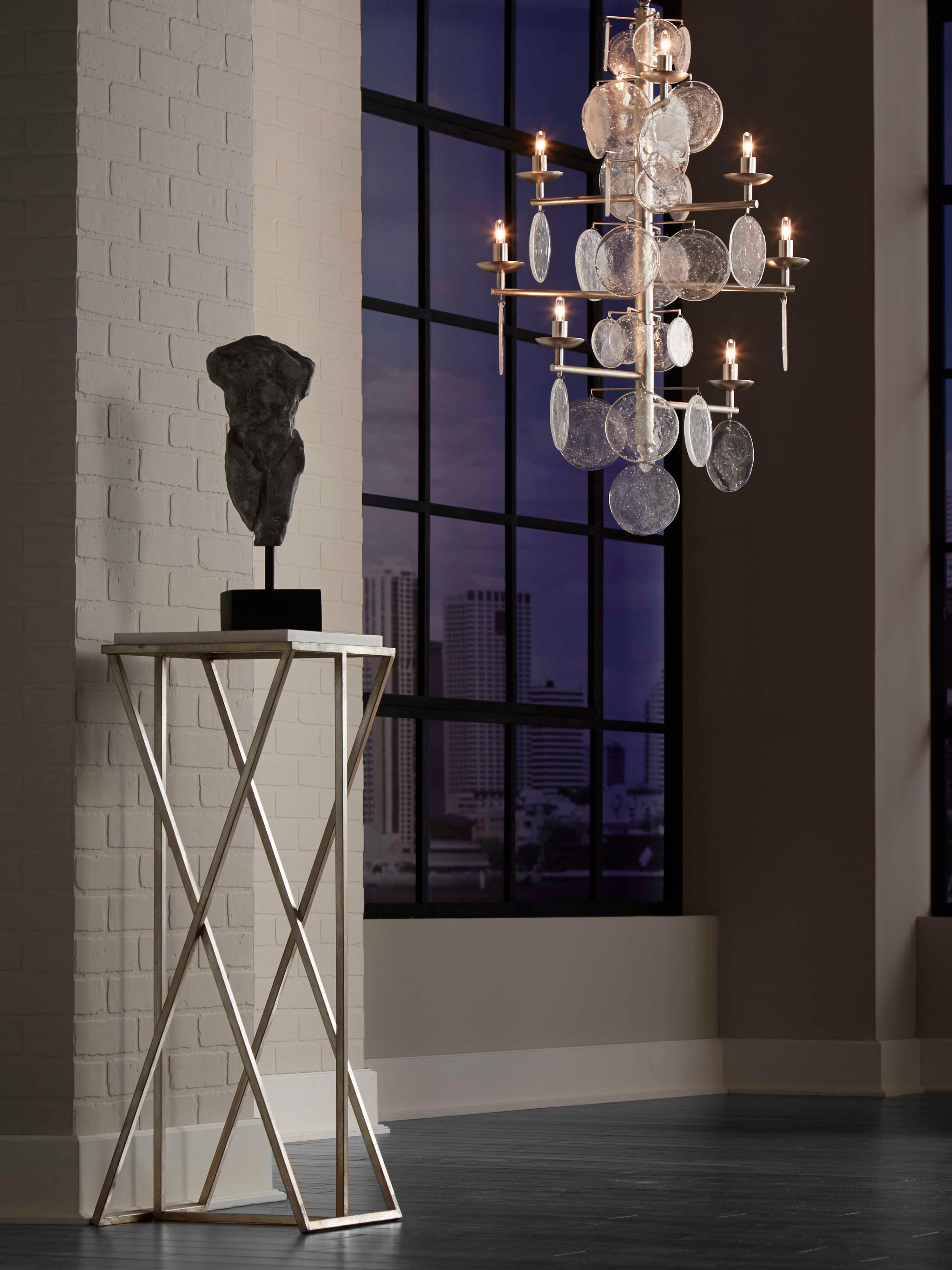 Wildwood Liza 8-Light Clear Silver Leaf Candelabra Tiered Chandelier