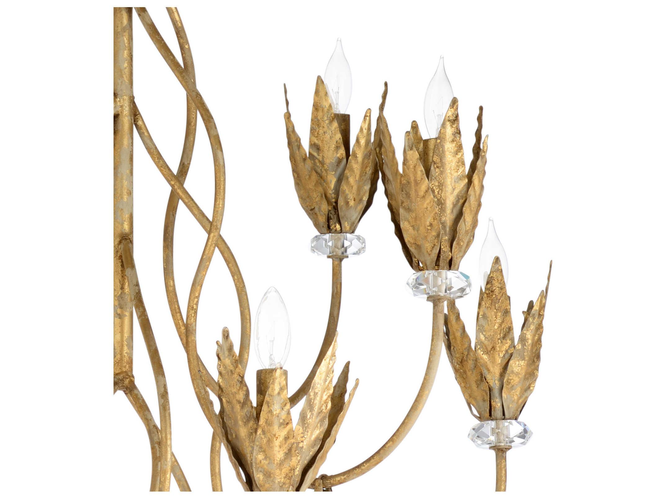 Wildwood Phoebe 8-Light Aged Gold Leaf Clear Chandelier