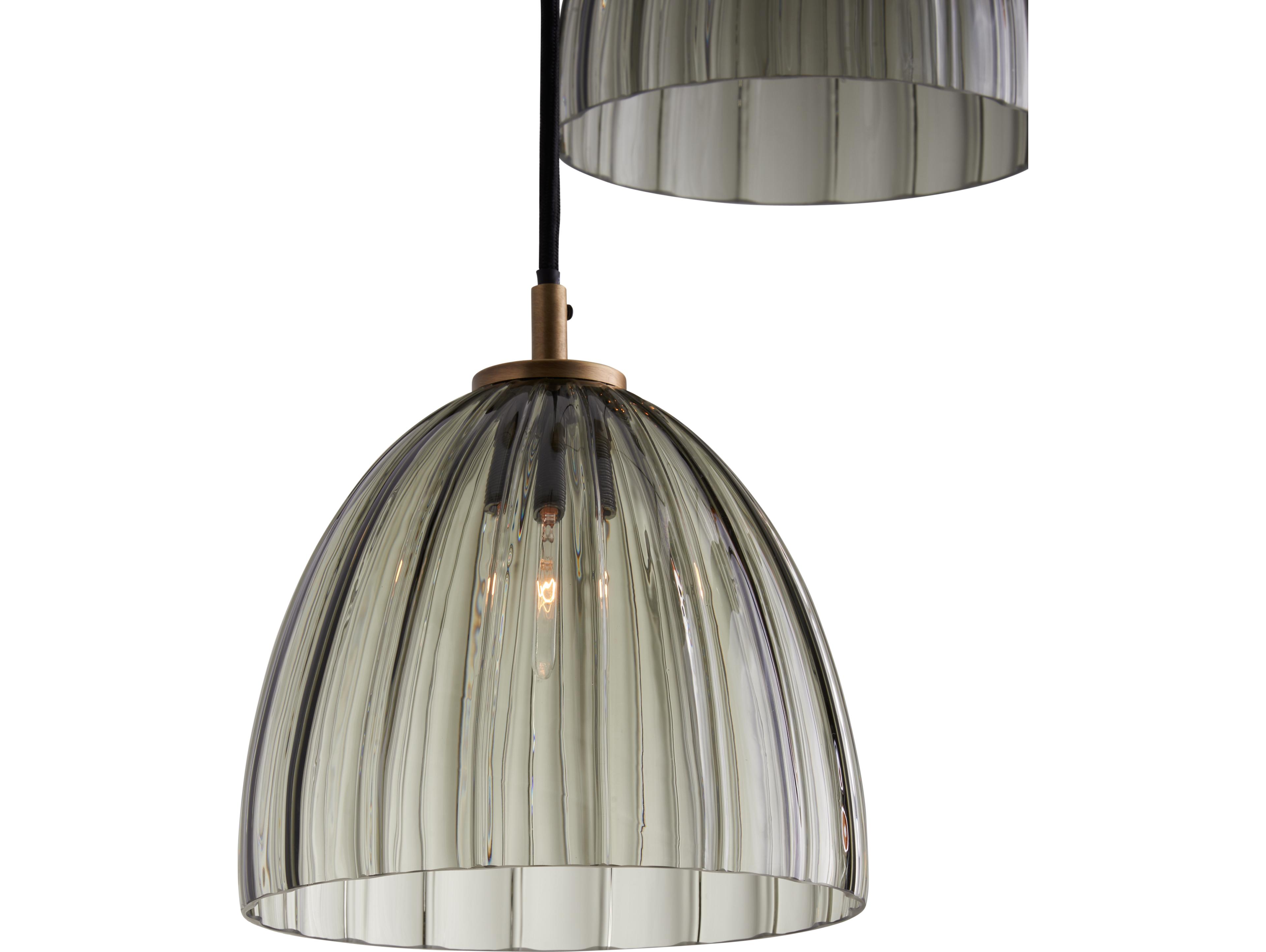 Wildwood 3-Light Smoke Antique Brass Green Dome Pendant