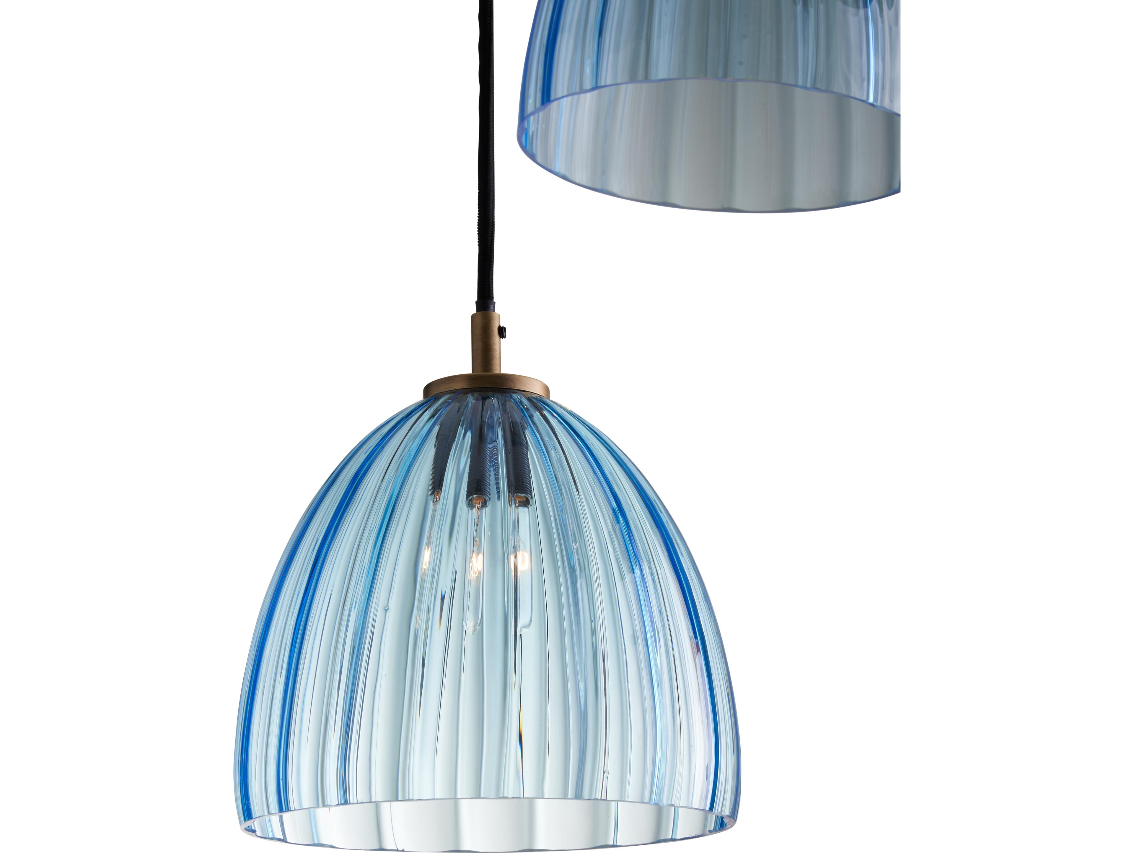 Wildwood 3-Light Aqua Antique Brass Blue Dome Pendant