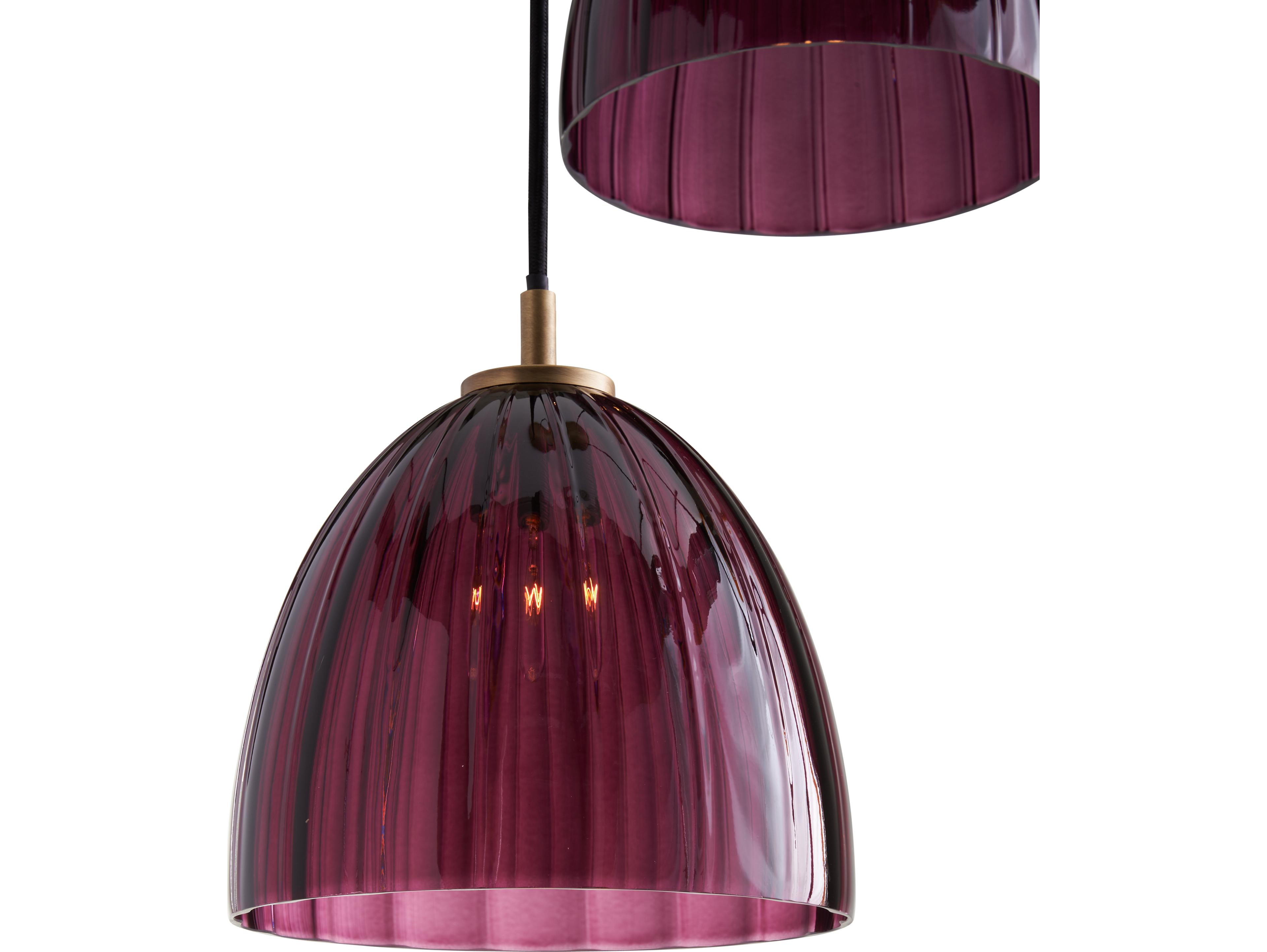 Wildwood 3-Light Aubergine Antique Brass Purple Dome Pendant