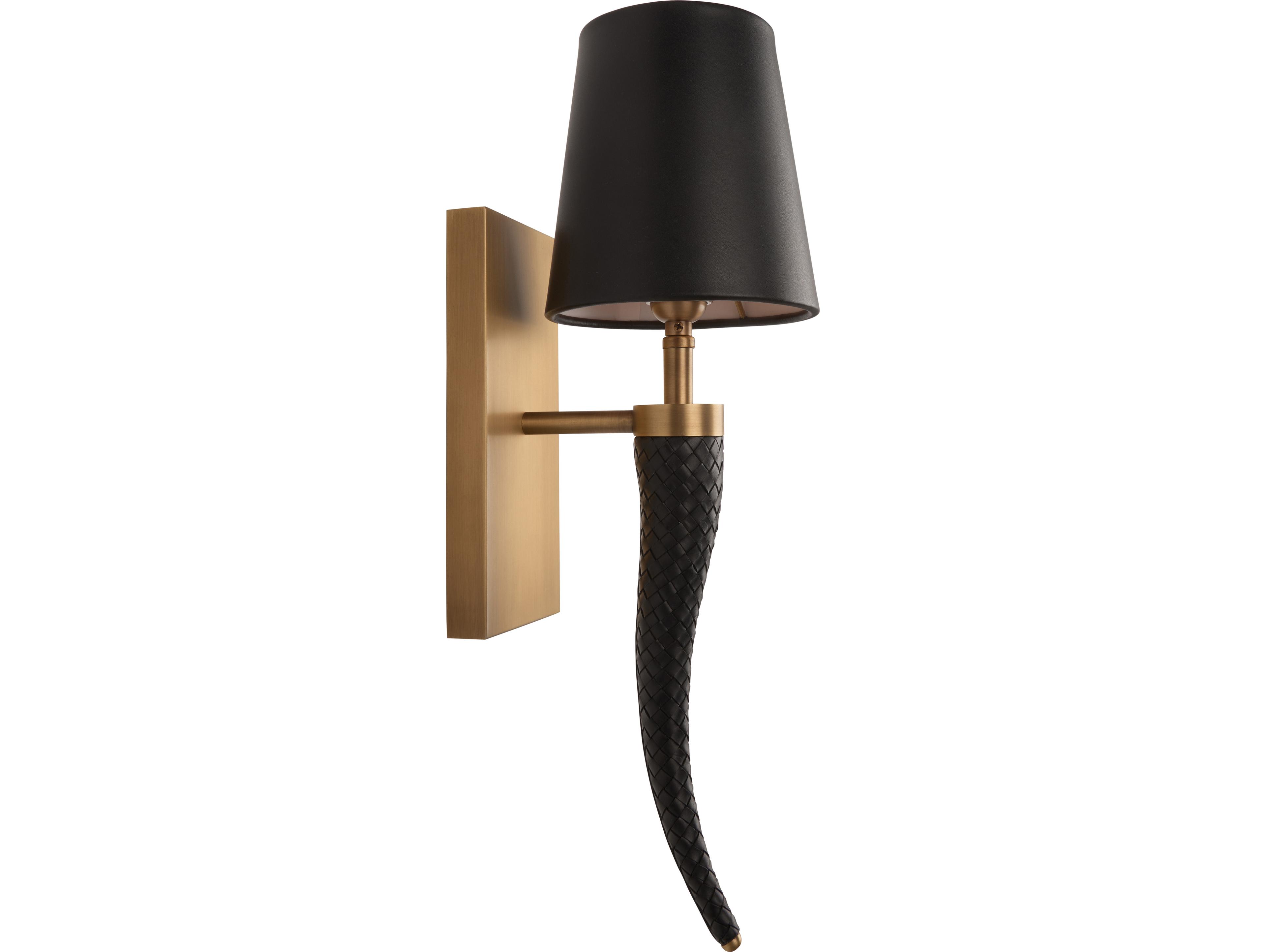 Wildwood 1-Light Antique Brass Black Wall Sconce