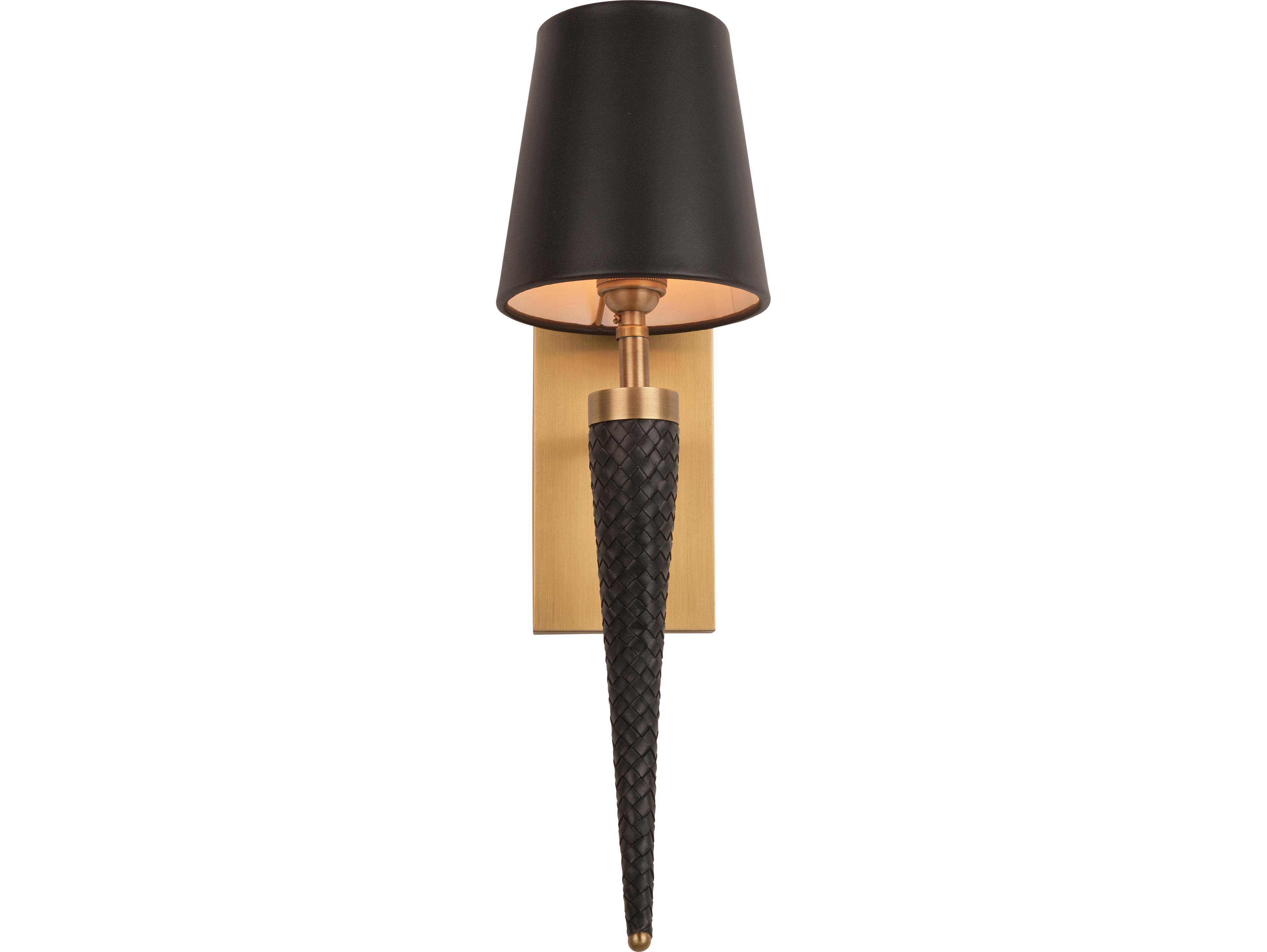 Wildwood 1-Light Antique Brass Black Wall Sconce