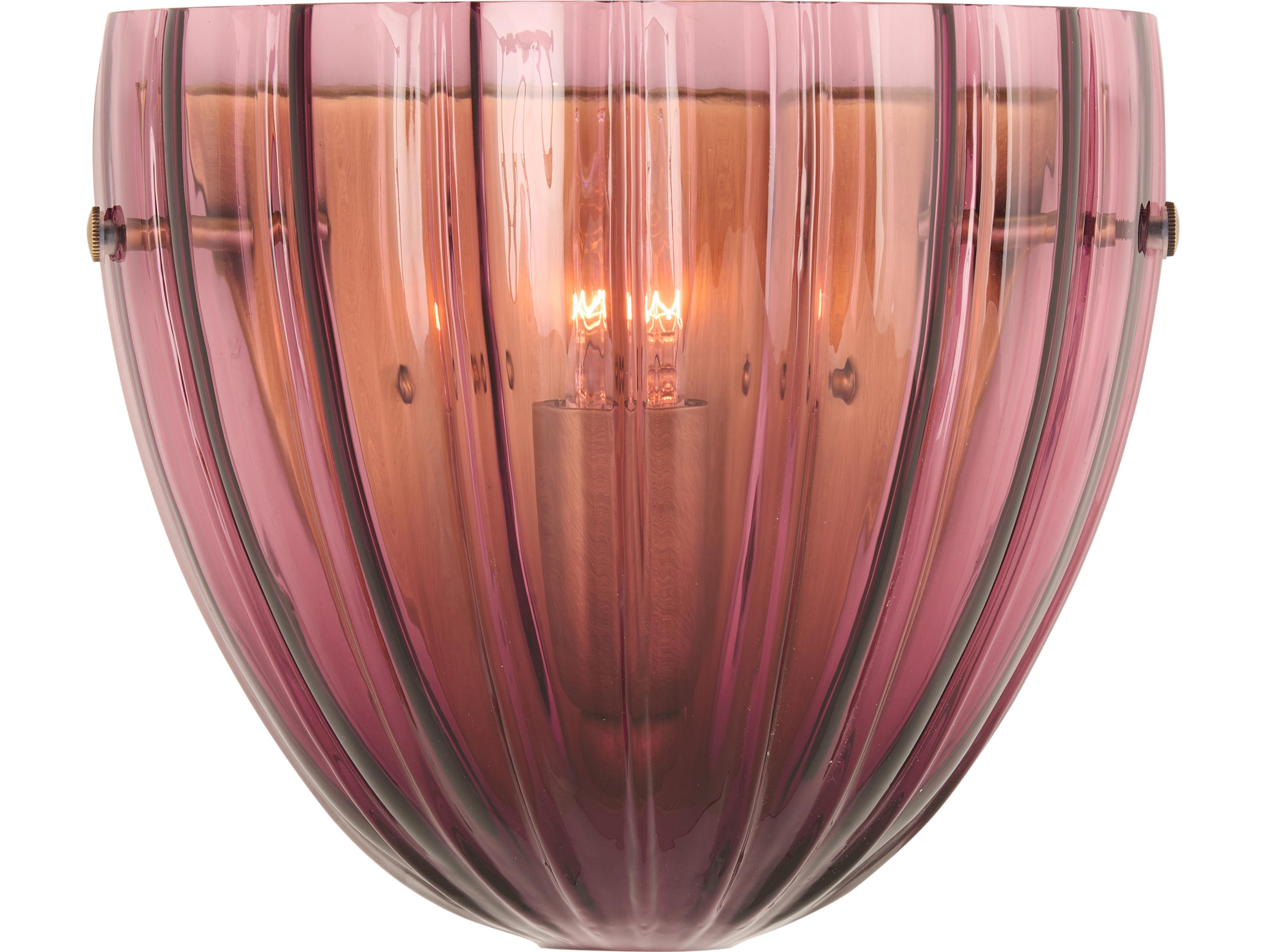 Wildwood 1-Light Aubergine Blown Antique Brass Red Wall Sconce