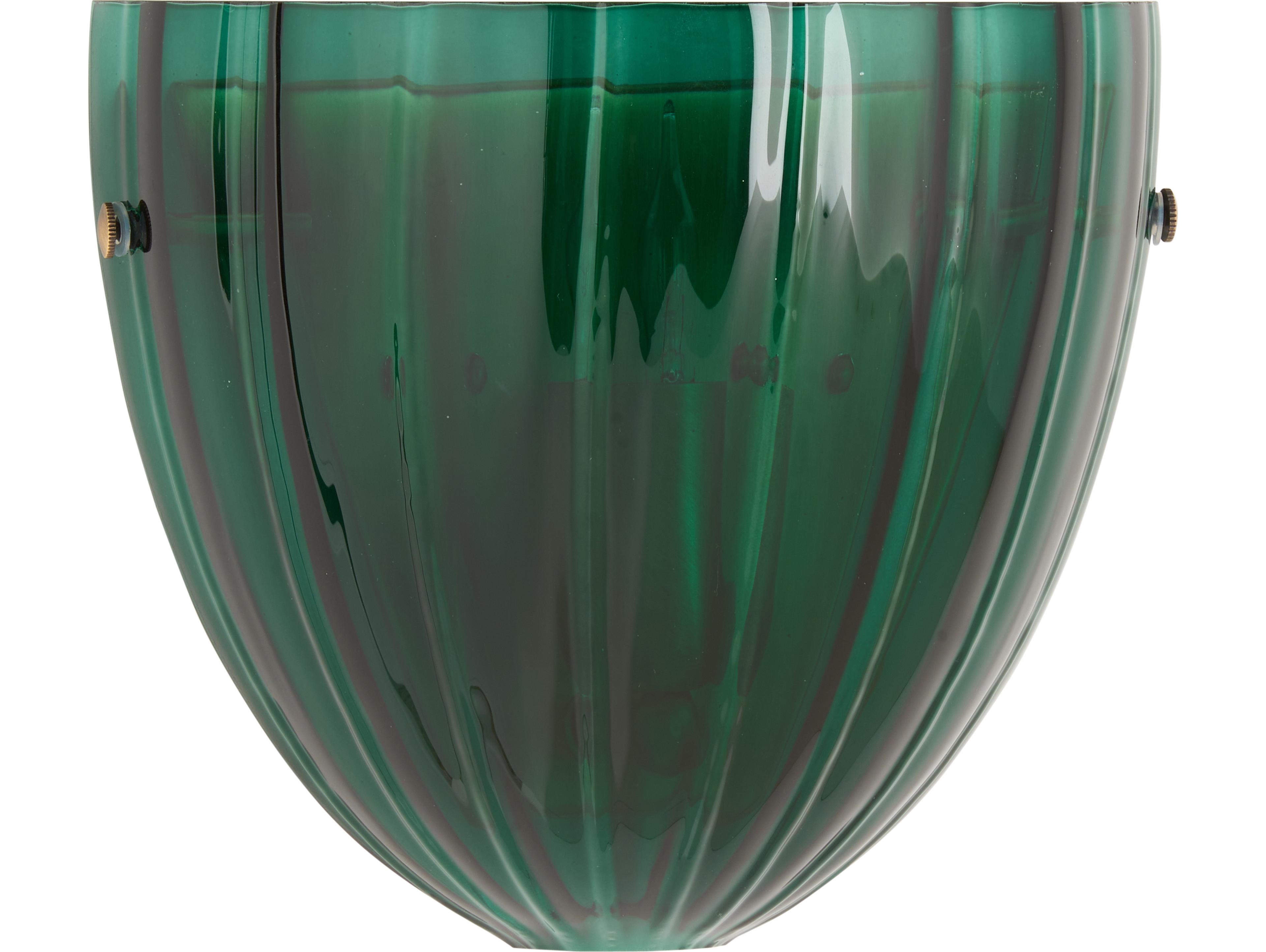 Wildwood 1-Light Emerald Green Blown Antique Brass Wall Sconce