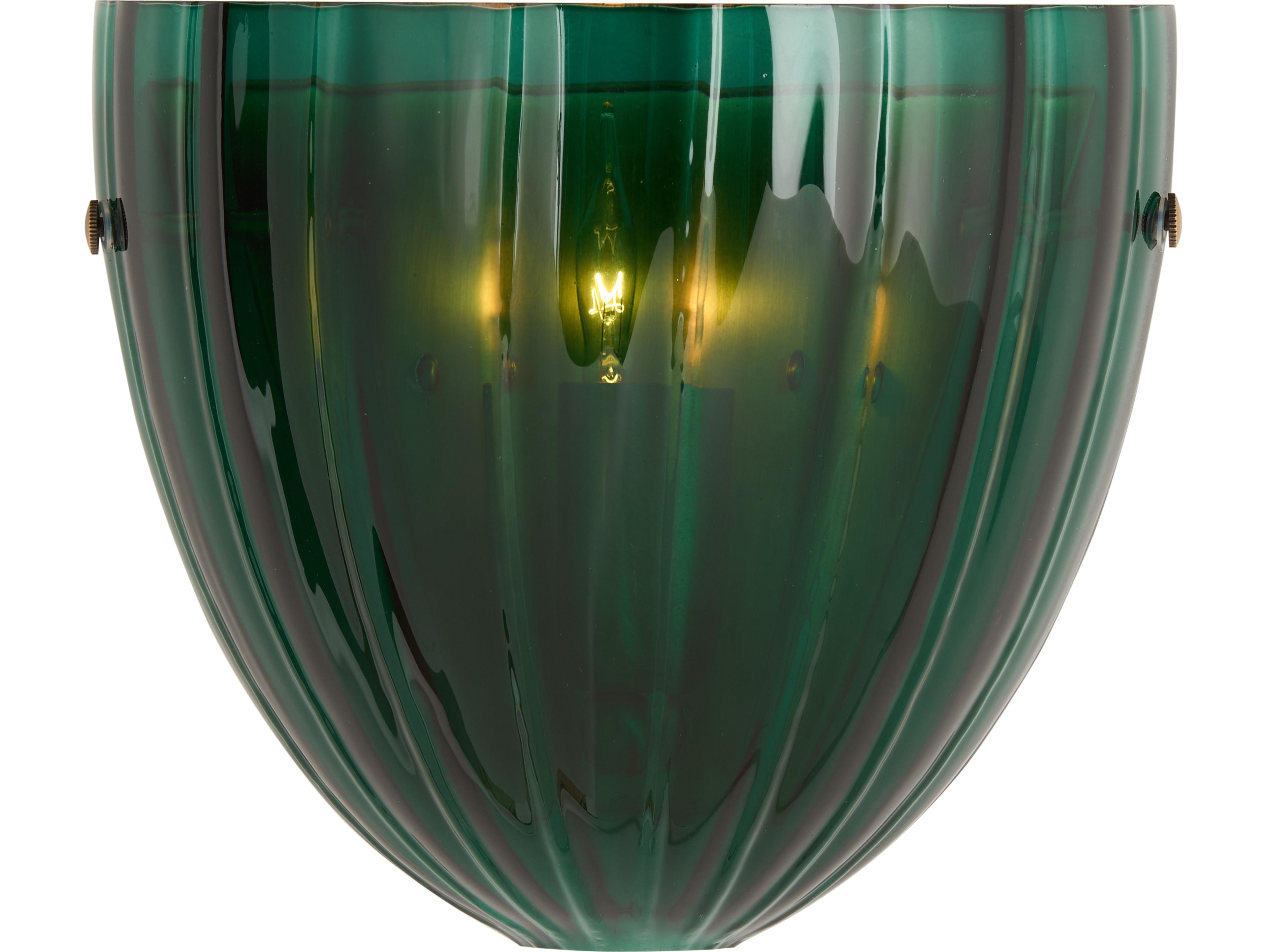 Wildwood 1-Light Emerald Green Blown Antique Brass Wall Sconce
