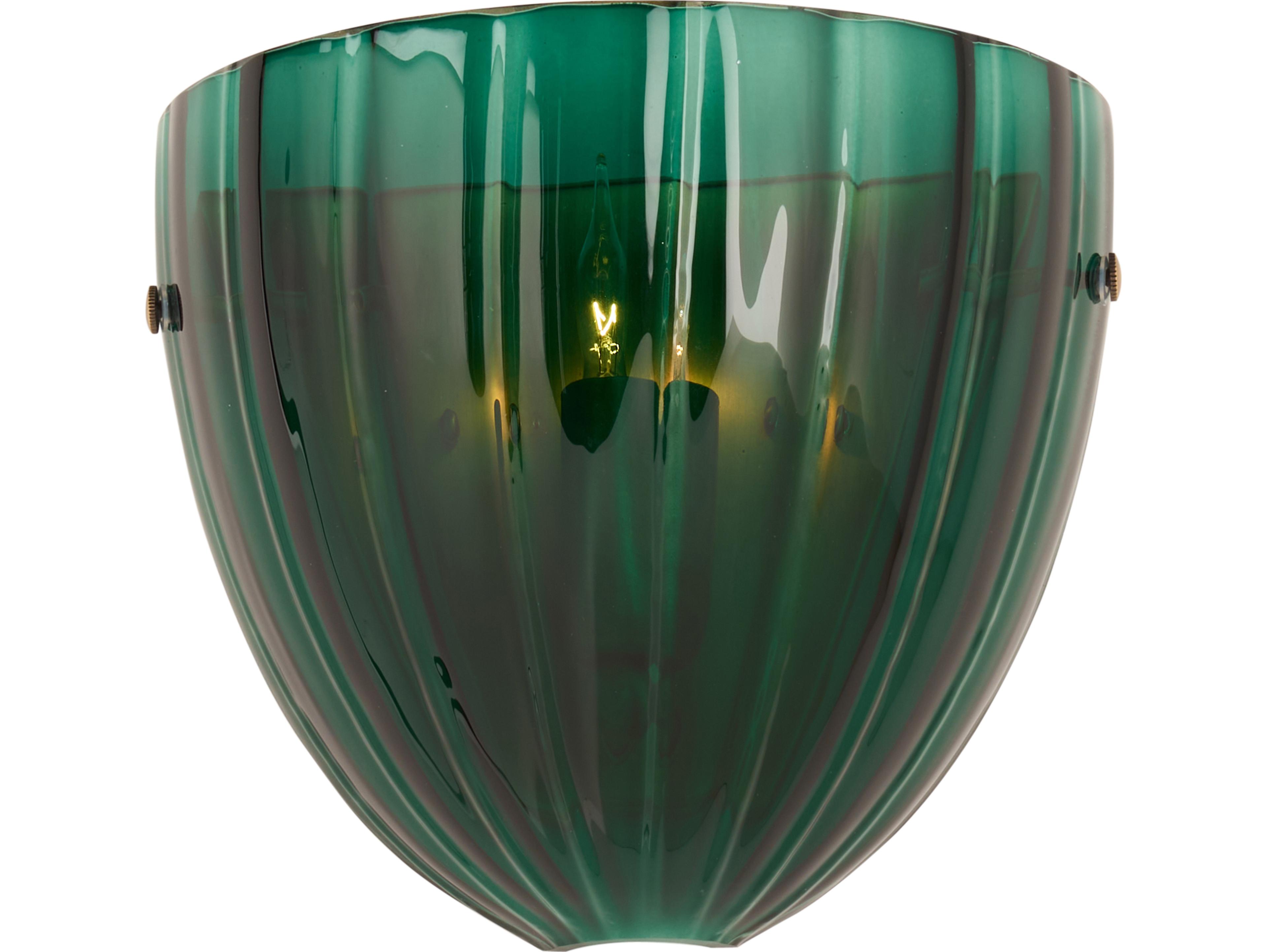Wildwood 1-Light Emerald Green Blown Antique Brass Wall Sconce