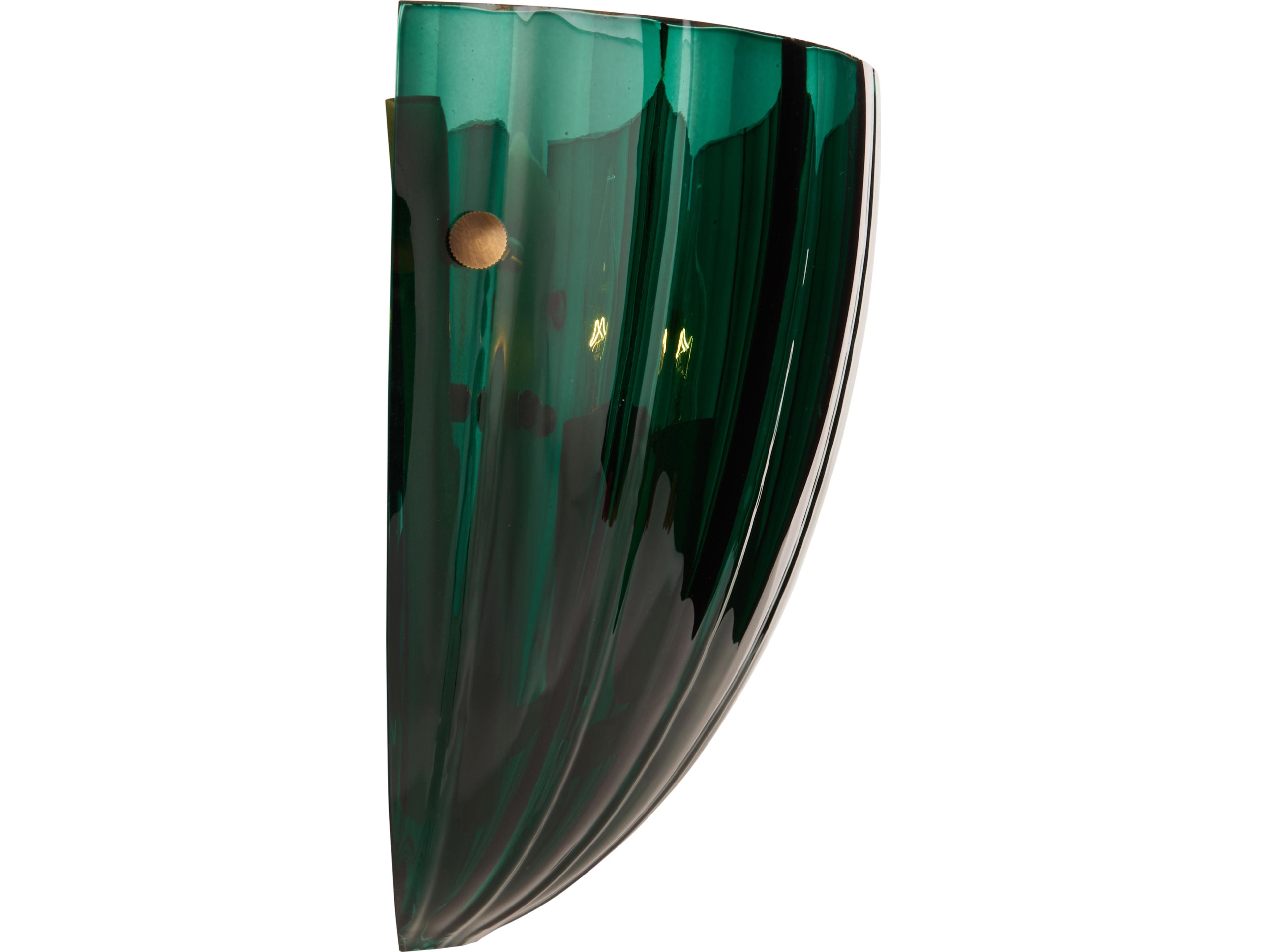 Wildwood 1-Light Emerald Green Blown Antique Brass Wall Sconce