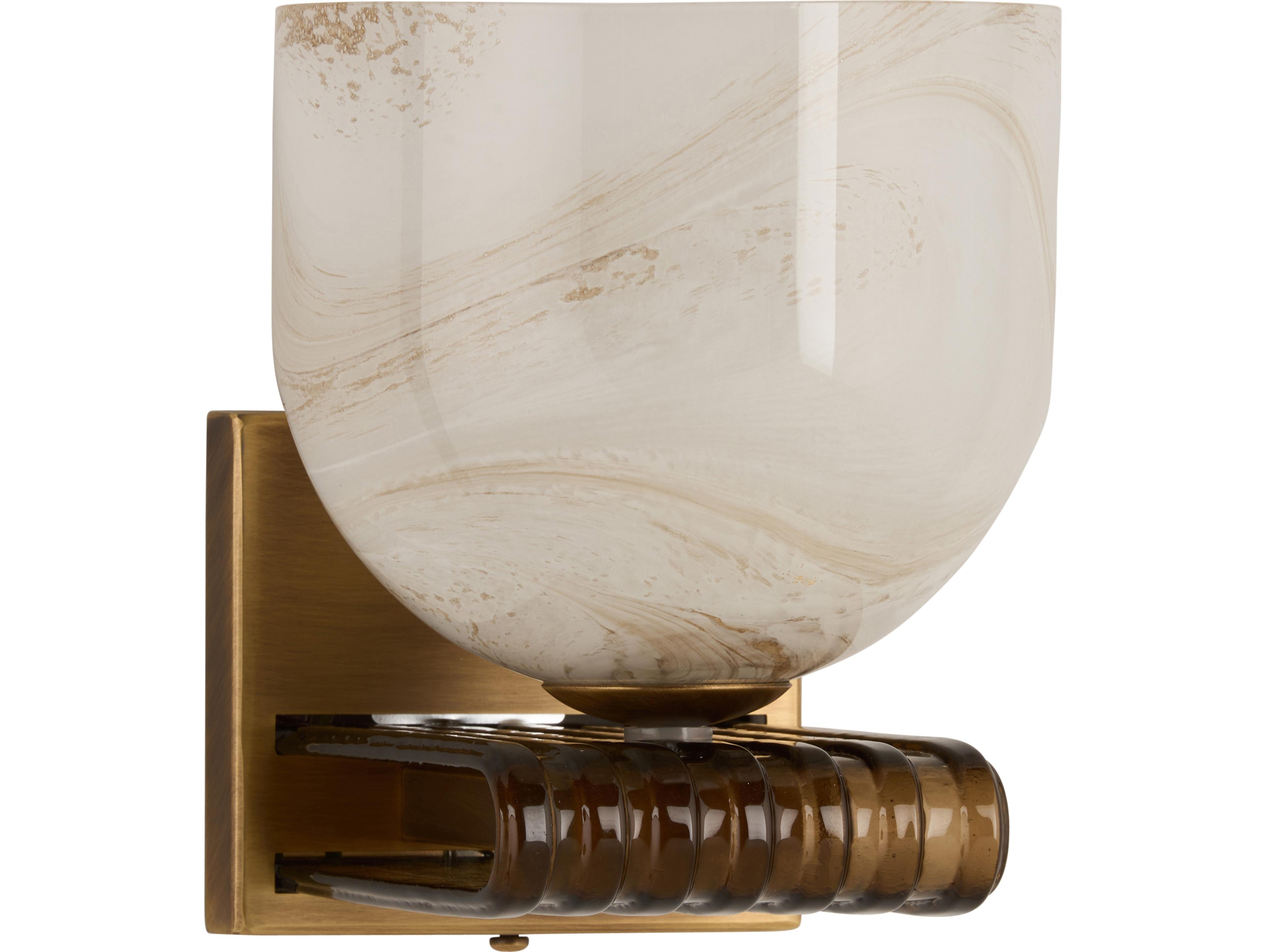 Wildwood 1-Light Amber Marbled Blown Antique Brass Wall Sconce