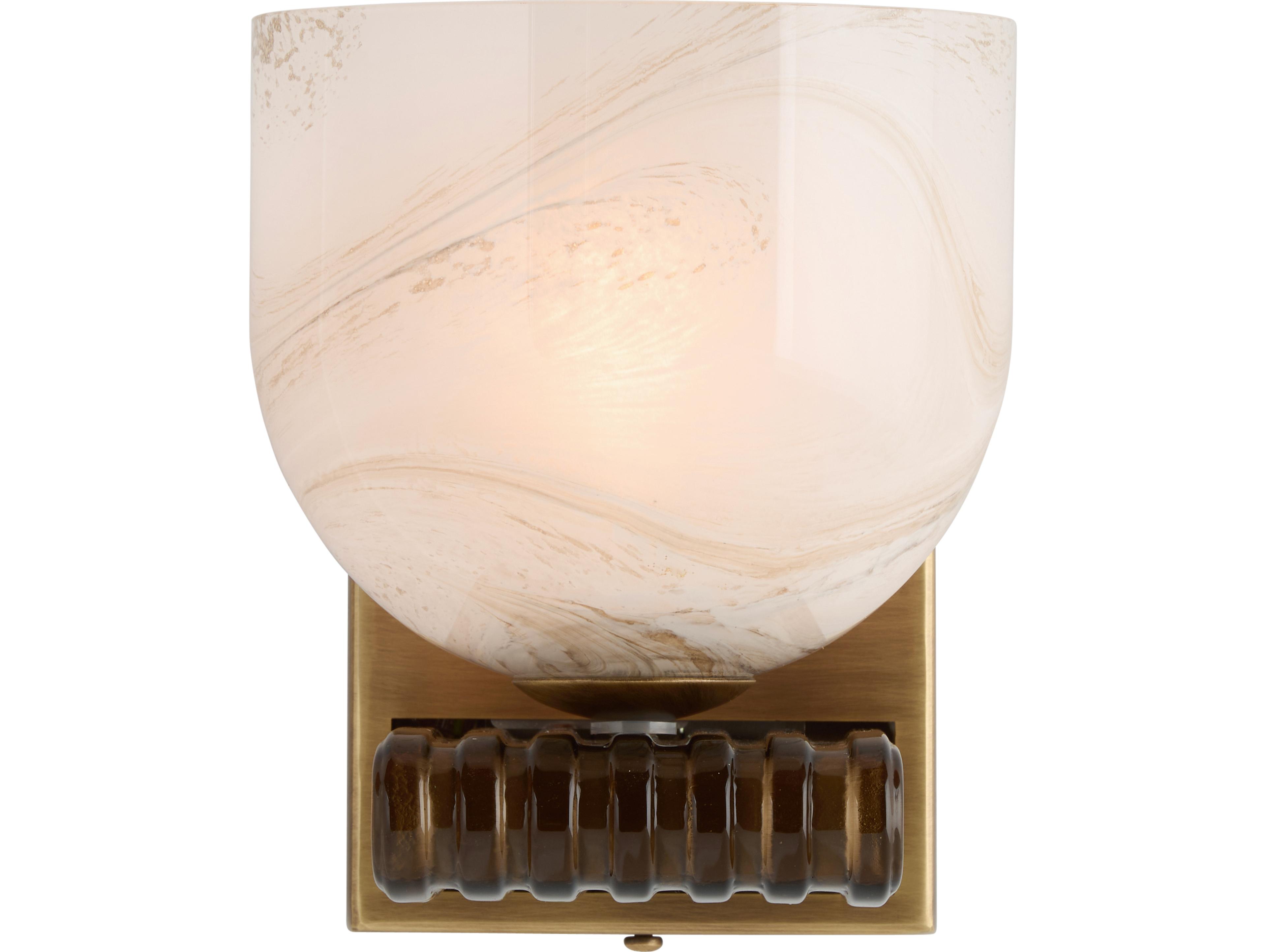 Wildwood 1-Light Amber Marbled Blown Antique Brass Wall Sconce