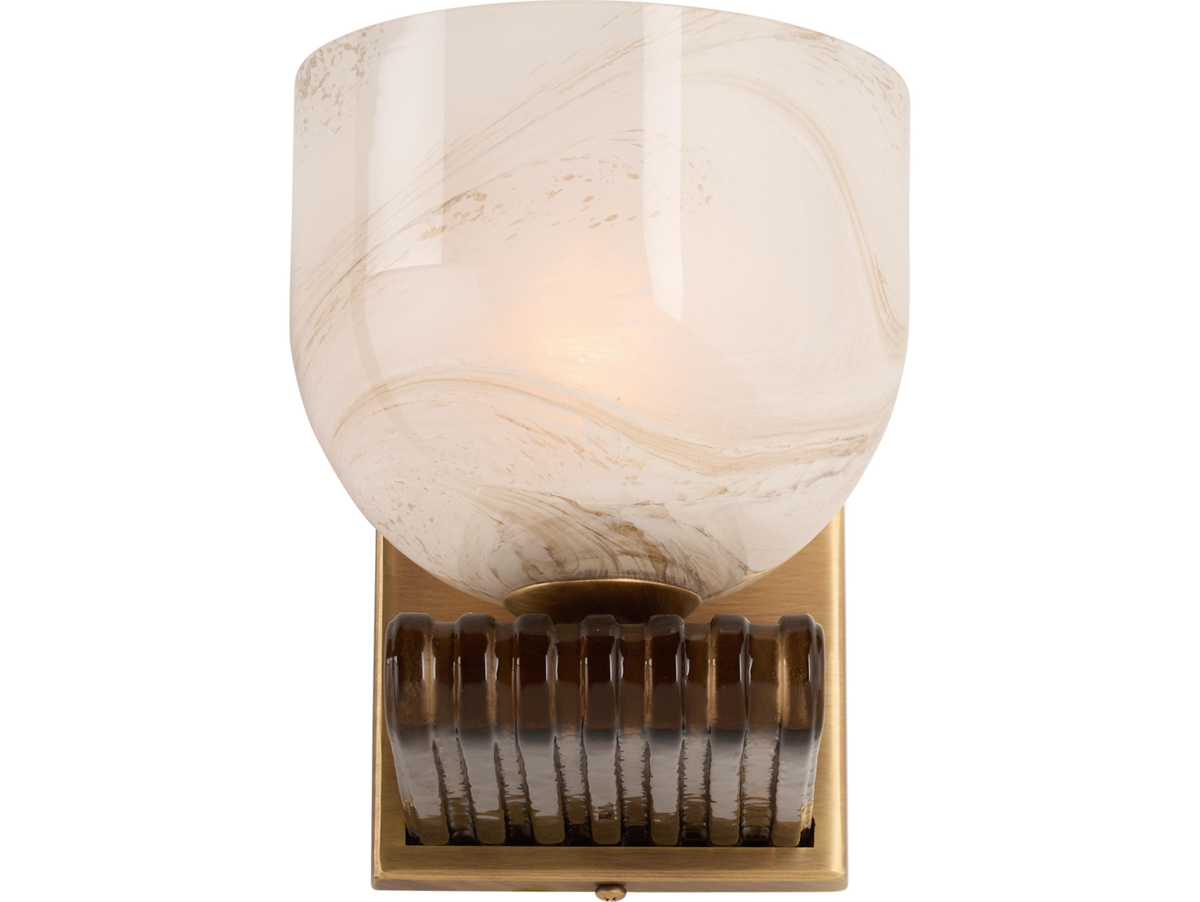 Wildwood 1-Light Amber Marbled Blown Antique Brass Wall Sconce