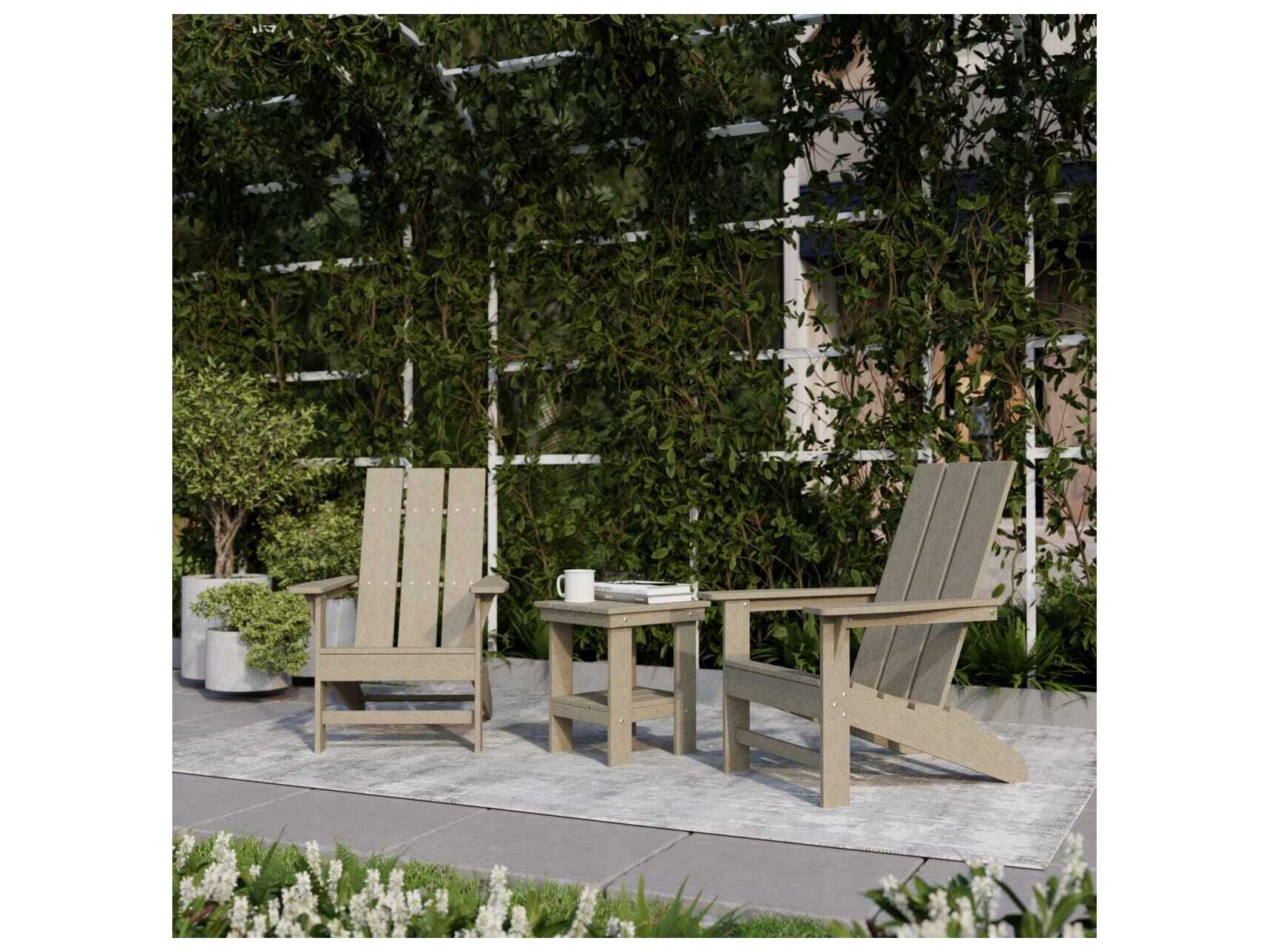 Wildridge Freedom Recycled Plastic Patio 3 Piece Modern Adirondack Set