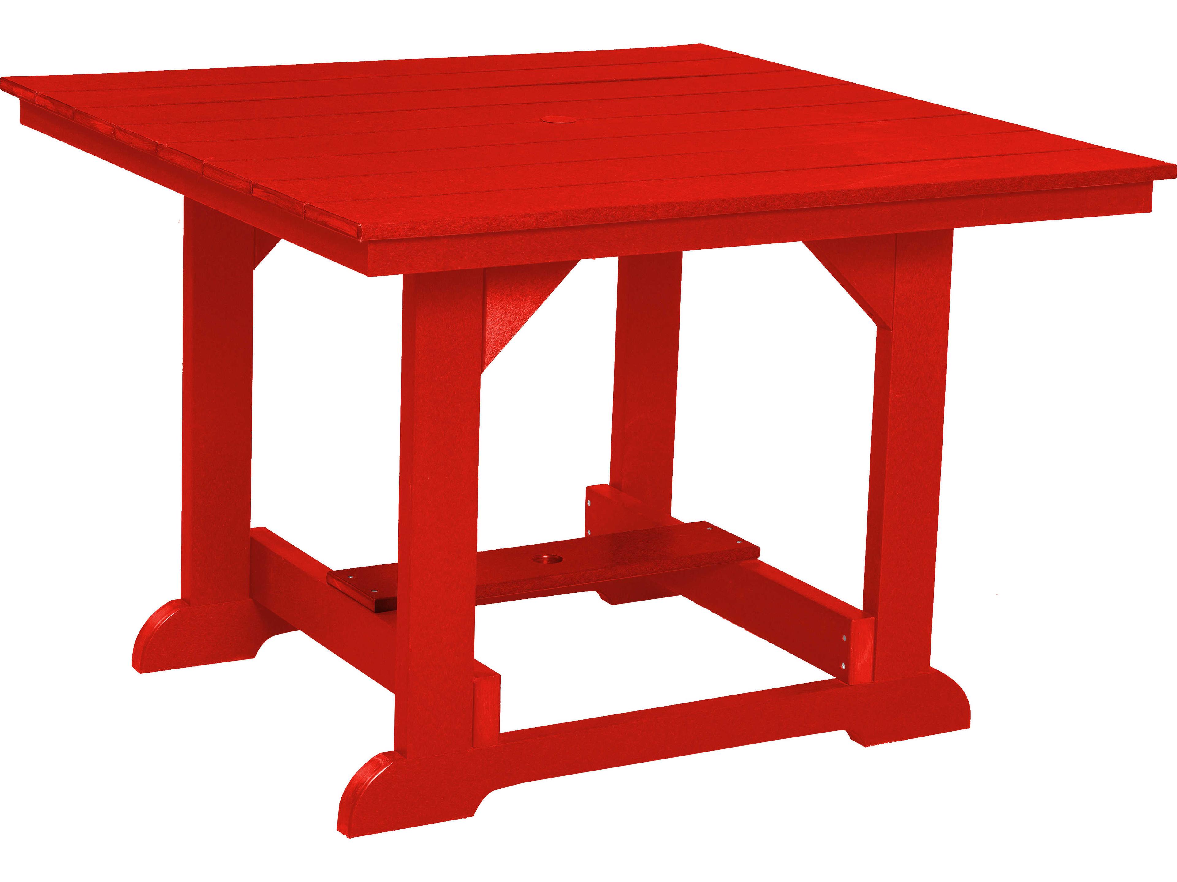 Wildridge Heritage Recycled Plastic Square Outdoor Patio Dining Table with Umbrella Hole