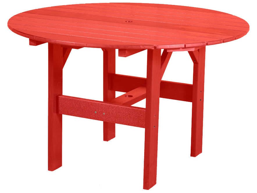 Wildridge Classic Recycled Plastic Round Outdoor Patio Dining Table with Umbrella Hole
