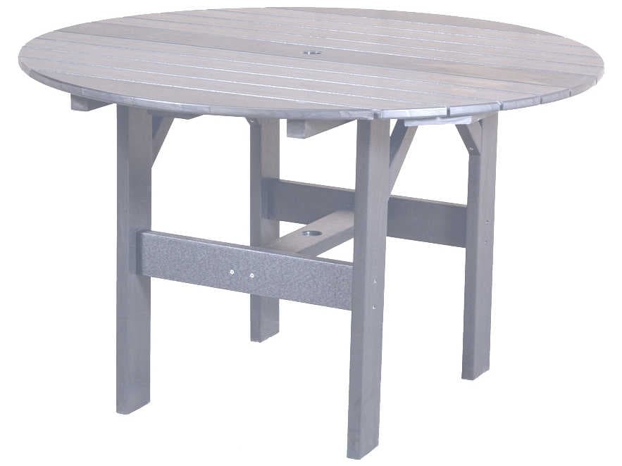 Wildridge Classic Recycled Plastic Round Outdoor Patio Dining Table with Umbrella Hole