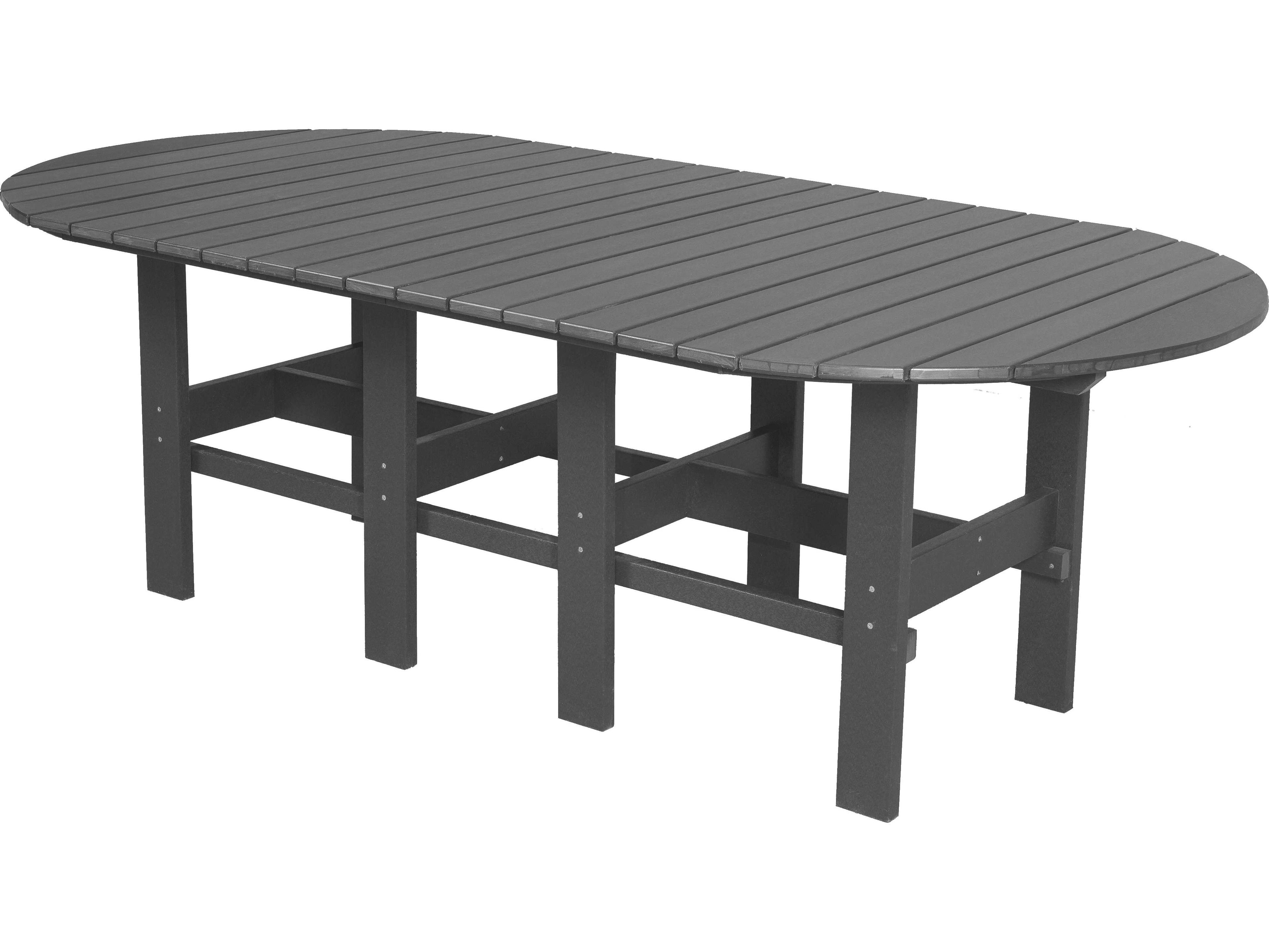 Wildridge Classic Recycled Plastic Oval Patio Dining Table with Umbrella Hole