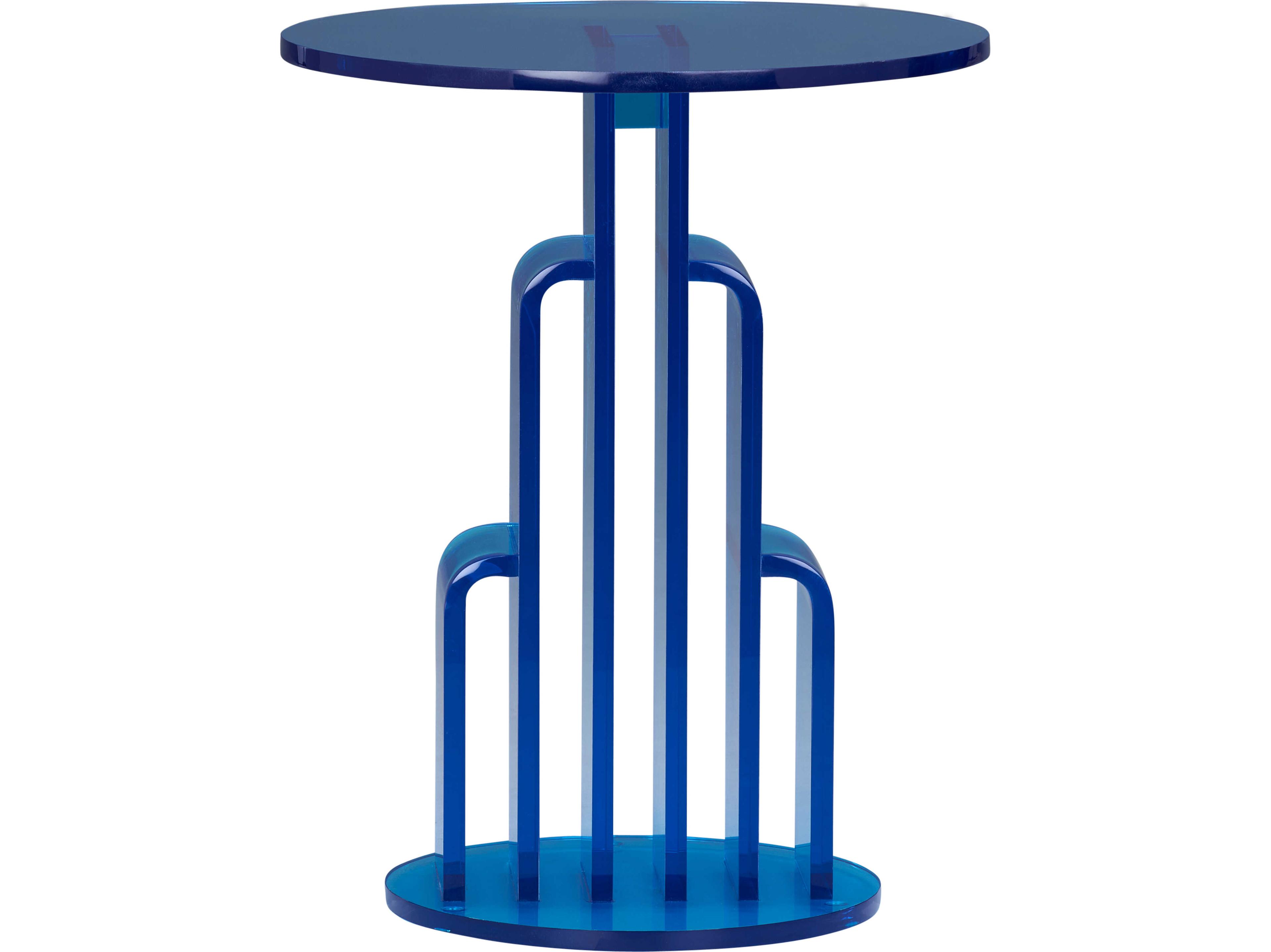 Wildwood Round Acrylic Blue End Table