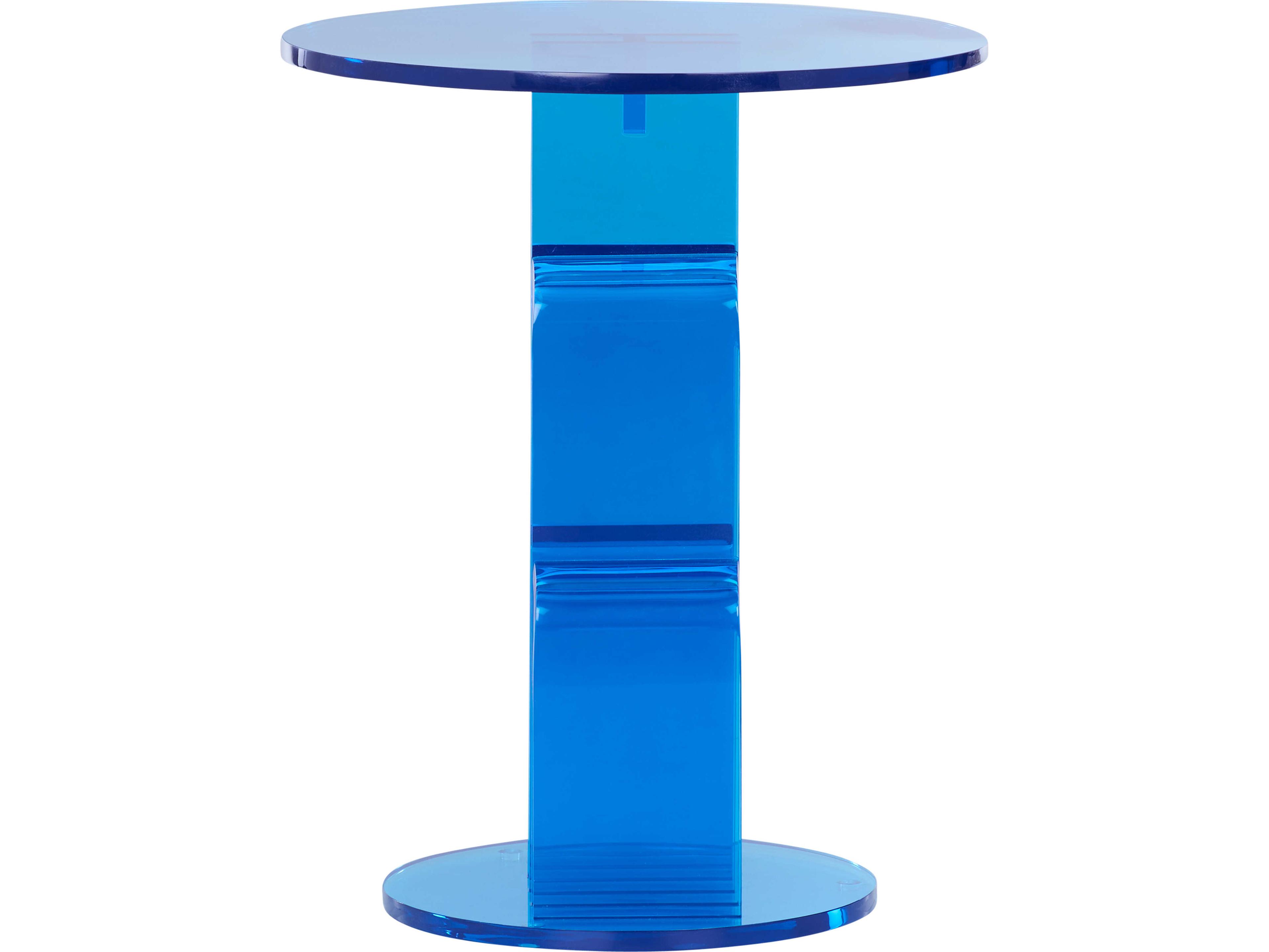 Wildwood Round Acrylic Blue End Table