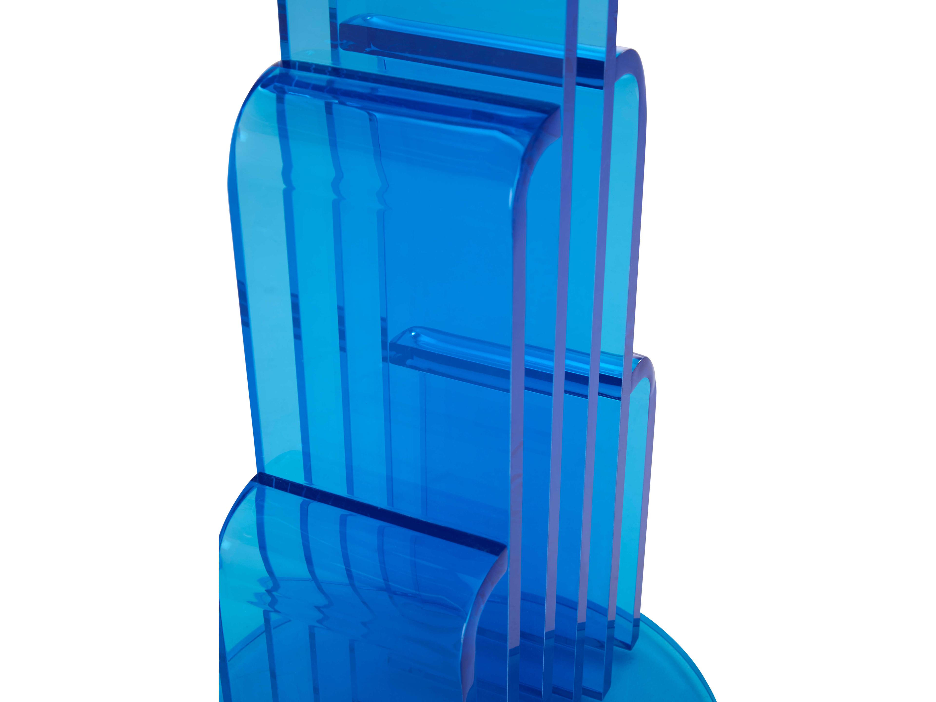 Wildwood Round Acrylic Blue End Table