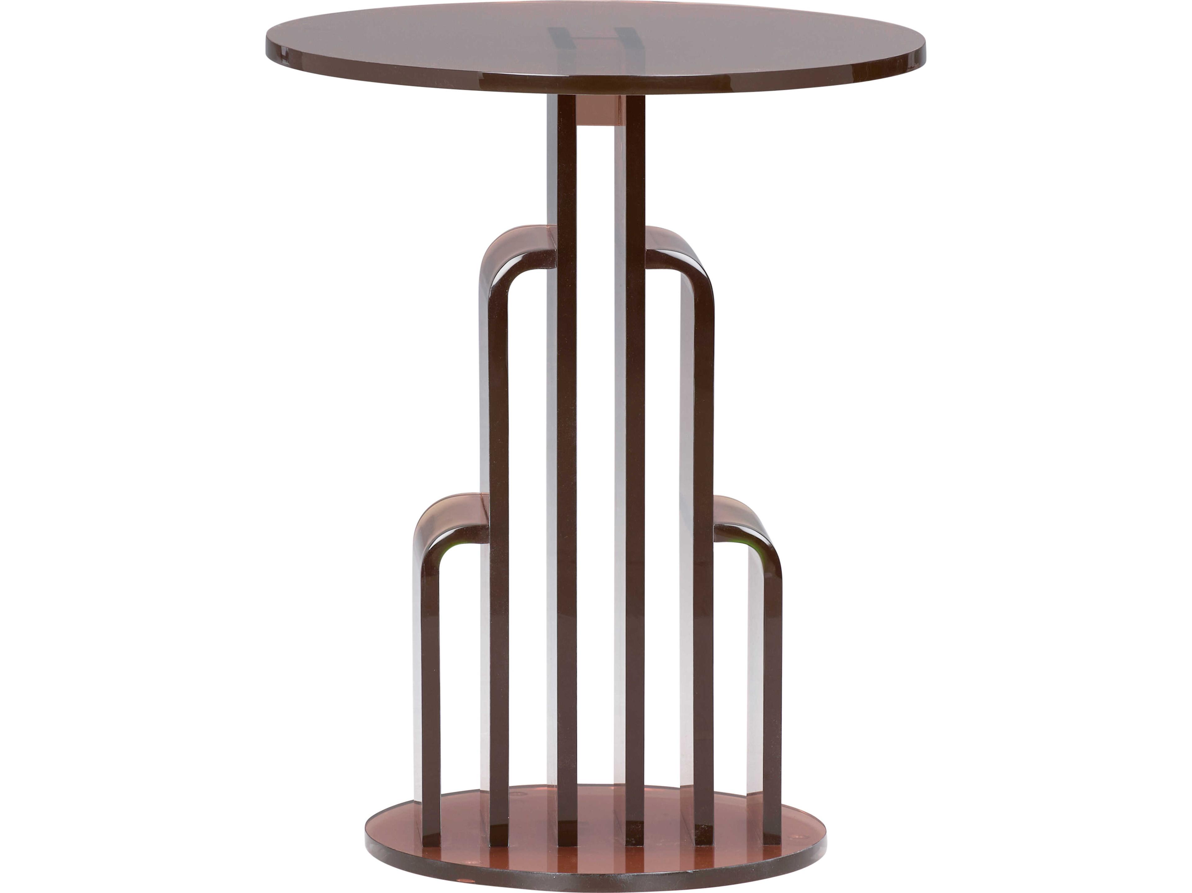 Wildwood Round Acrylic Brown End Table