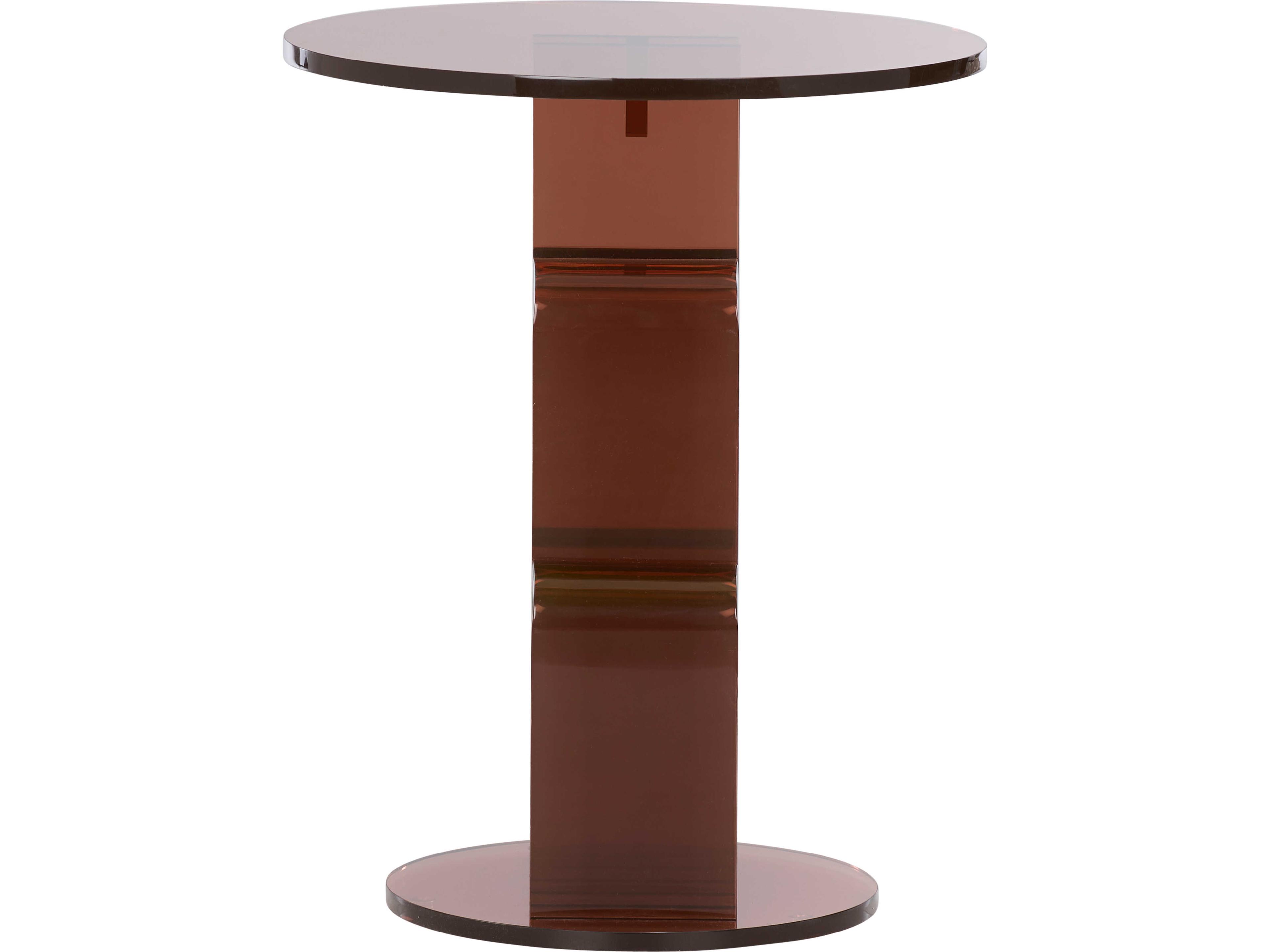 Wildwood Round Acrylic Brown End Table